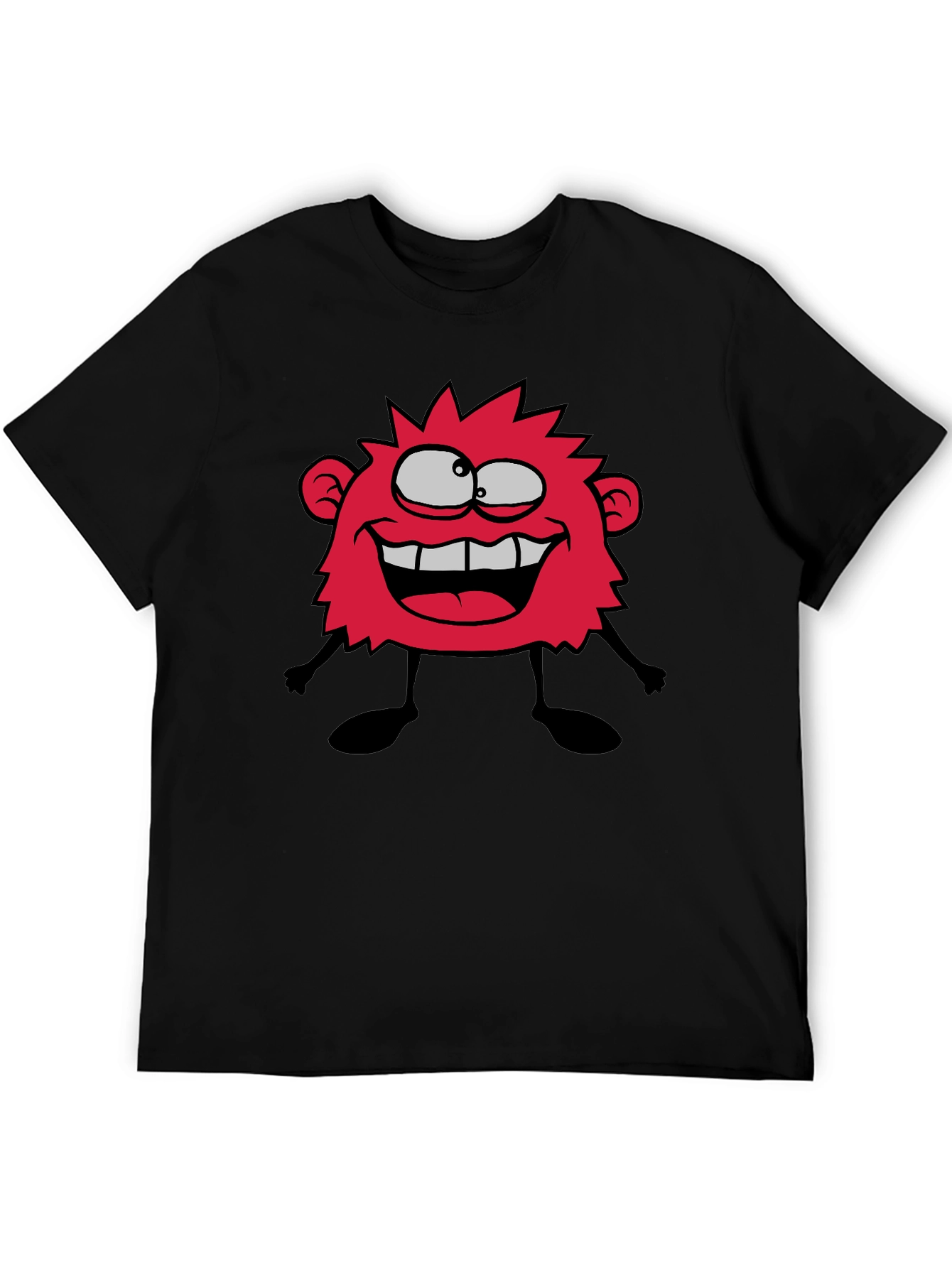 Black Funny Monster Graphic T-Shirt - Casual Black Tee view 5