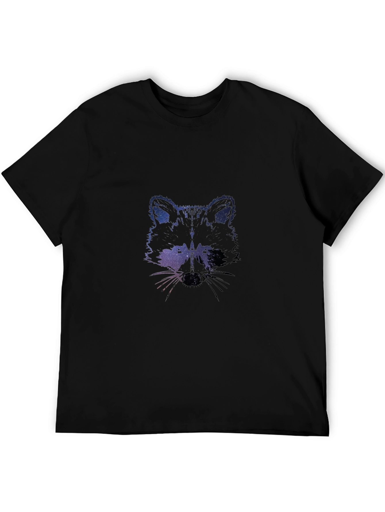 Black Galaxy Raccoon Graphic Tee - Black Crew Neck view 5
