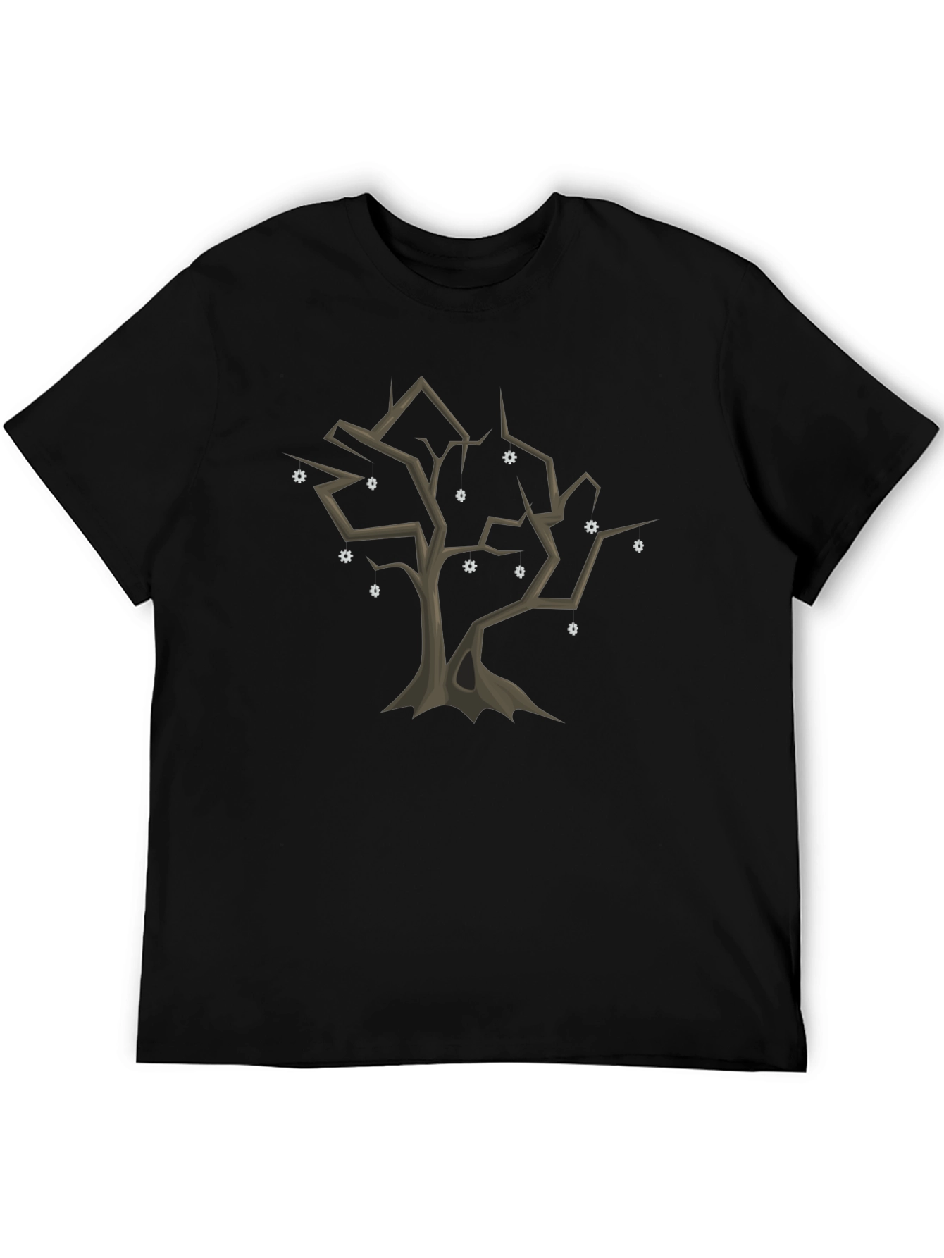 Black Spooky Tree Graphic Tee - Black Cotton Casual Shirt view 5