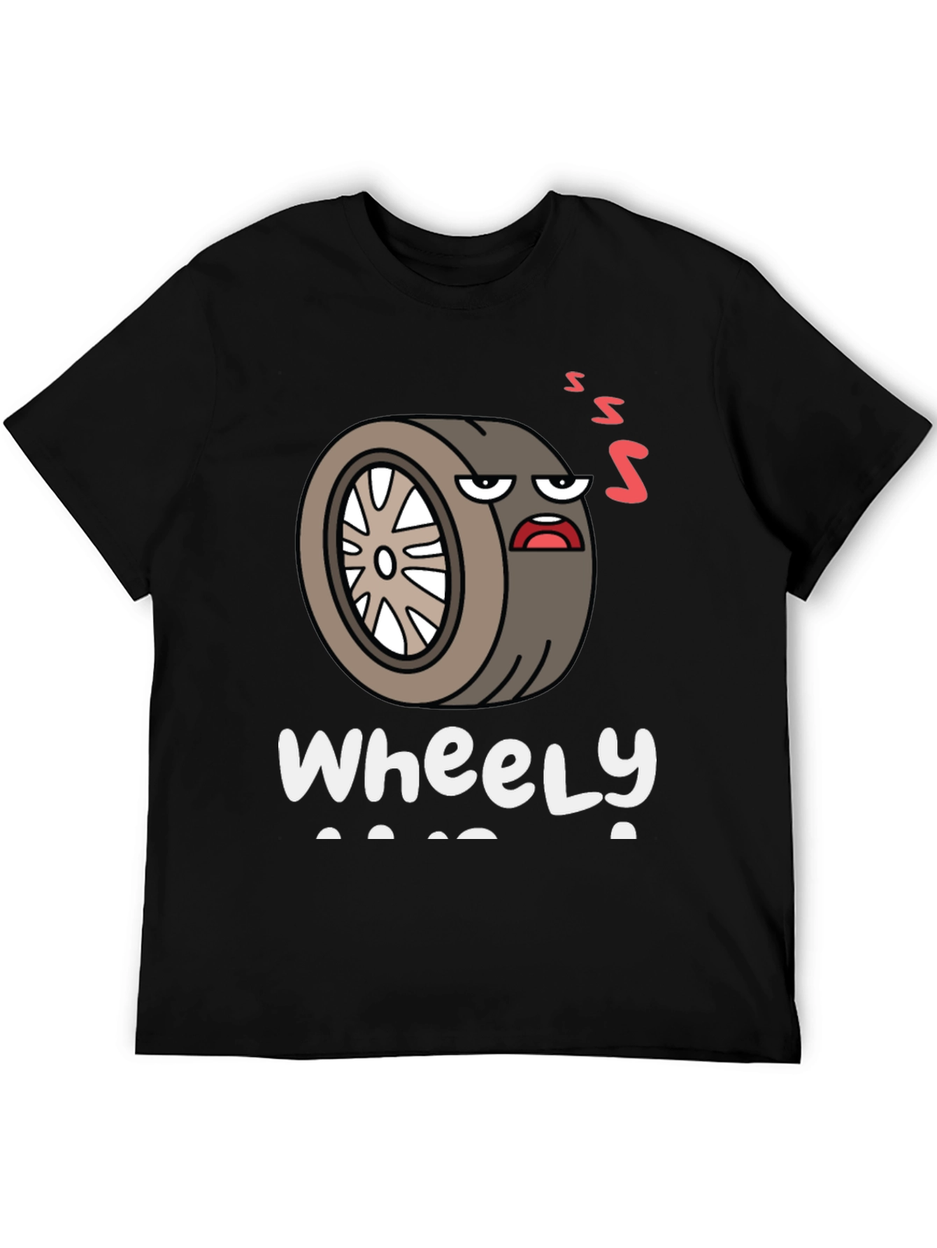 Black Wheely Tired T-Shirt - Funny Graphic Tee for Car Lovers view 5