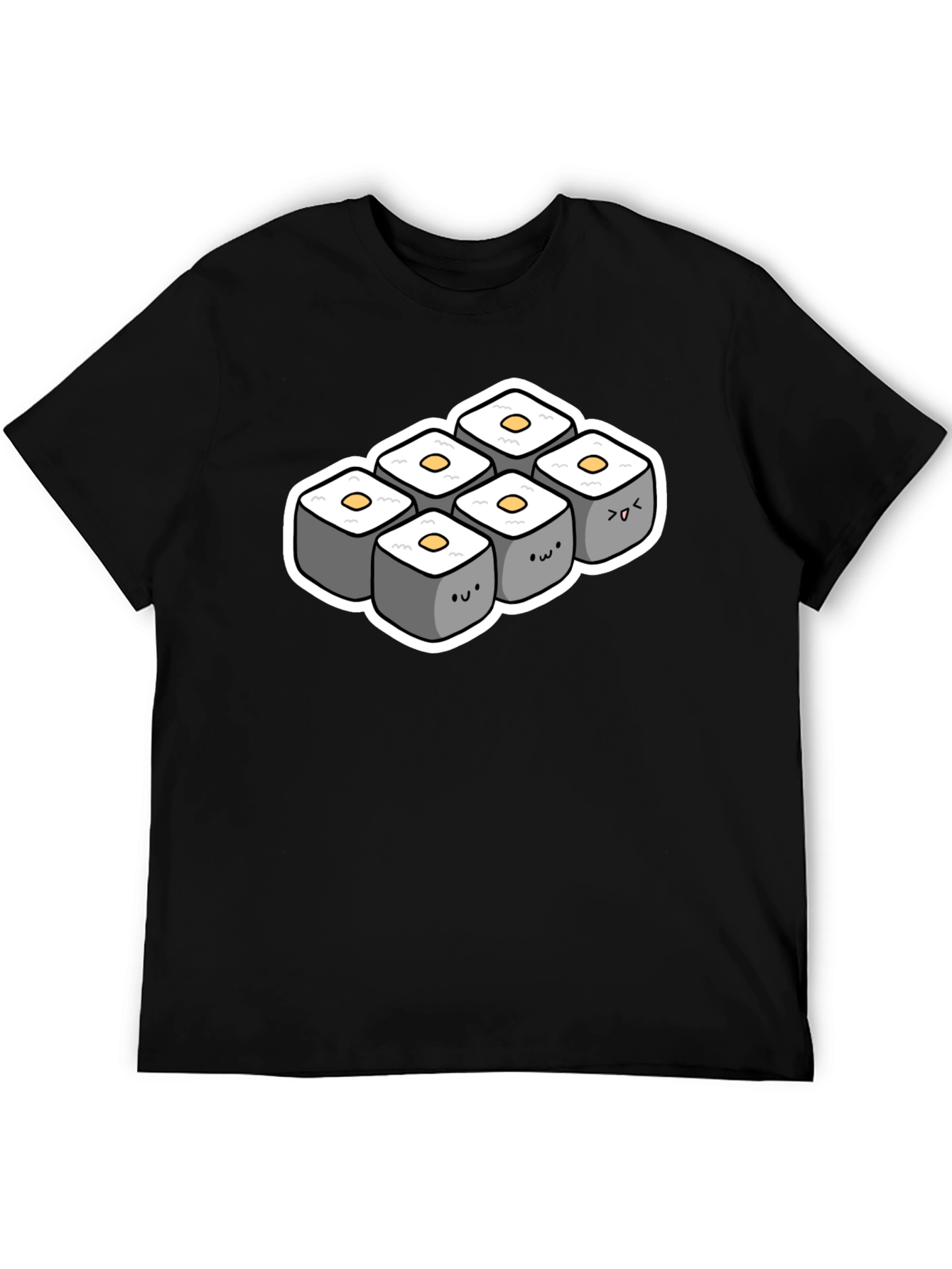 Black Cute Sushi Roll T-Shirt - Black view 5