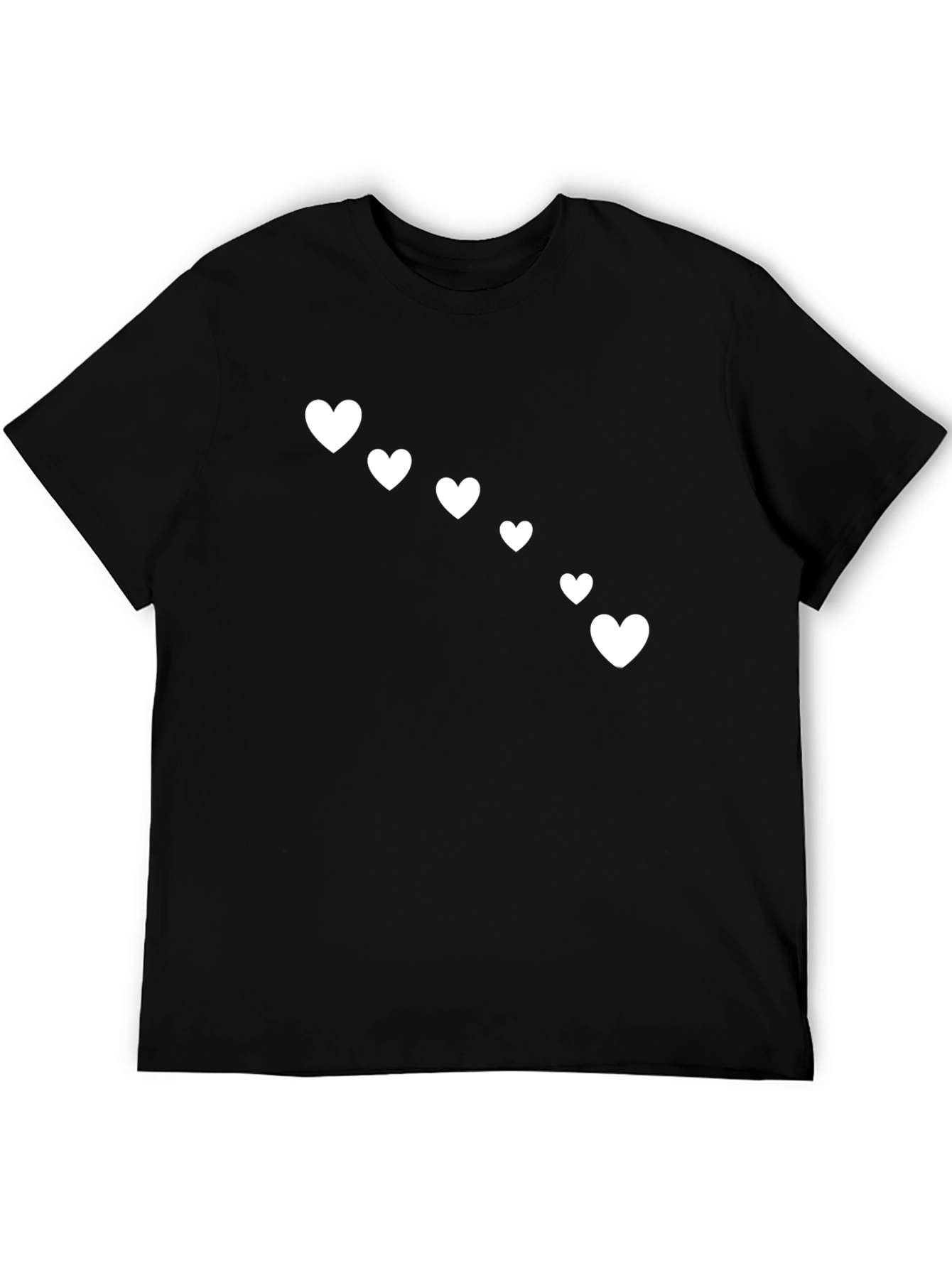 Black Heart Print Black Casual T-Shirt view 5