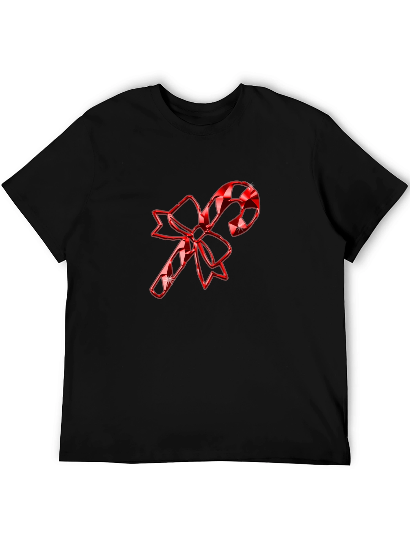 Black Festive Candy Cane Bow T-Shirt - Holiday Cheer view 5