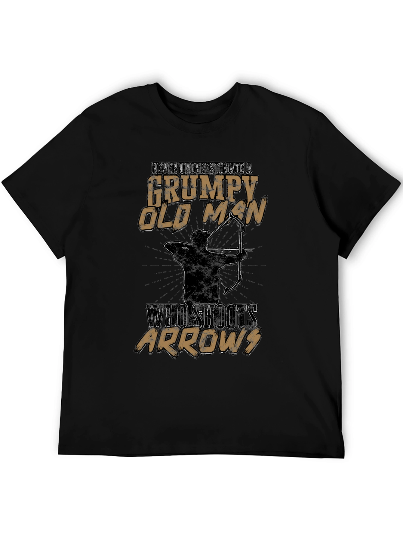 Black Grumpy Old Man Archery T-Shirt view 5