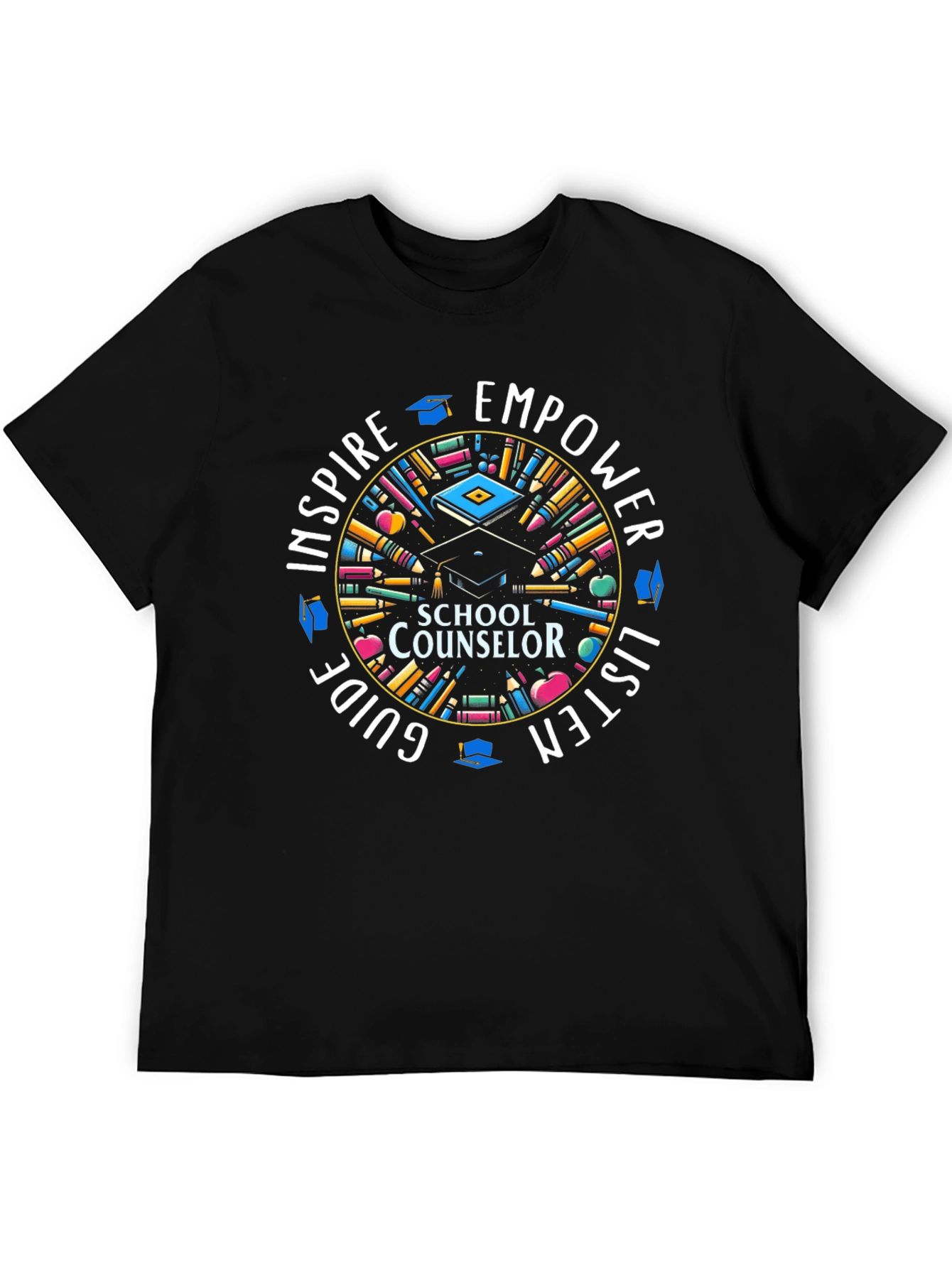 Black School Counselor Inspire Empower T-Shirt view 5