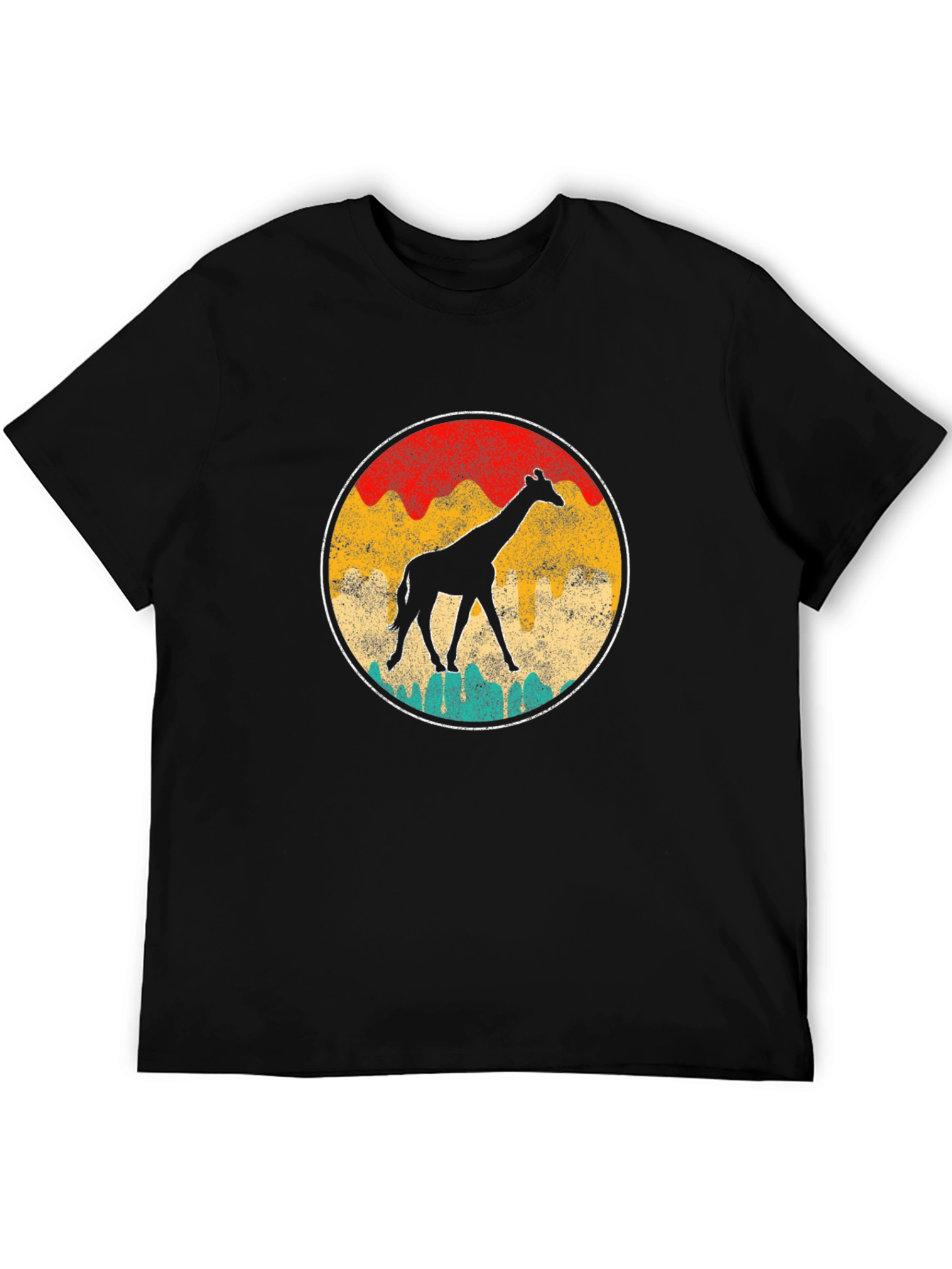 Black Retro Giraffe Graphic Tee - Unisex Black T-Shirt view 5