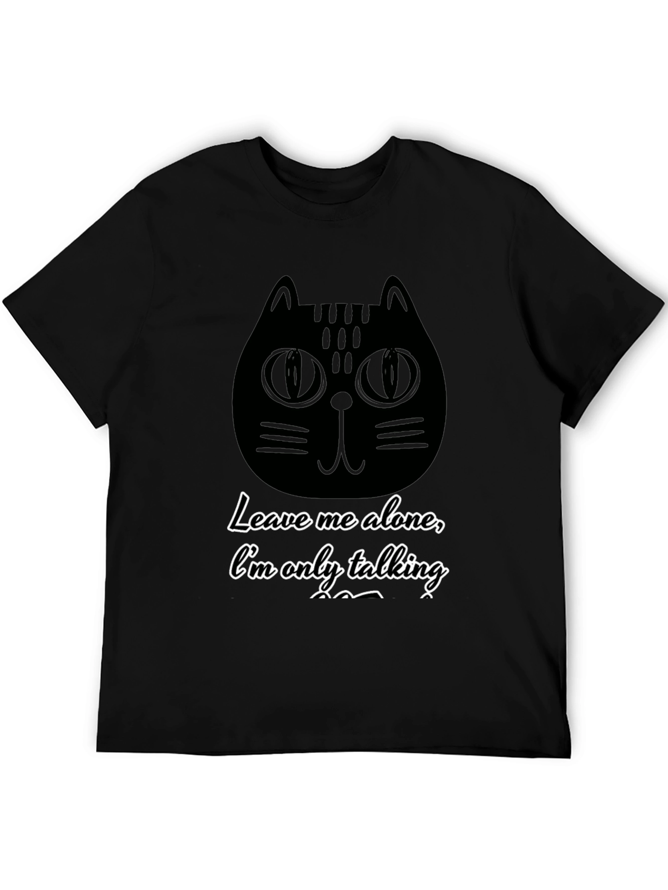 Black Funny Cat Graphic T-Shirt - Leave Me Alone view 5