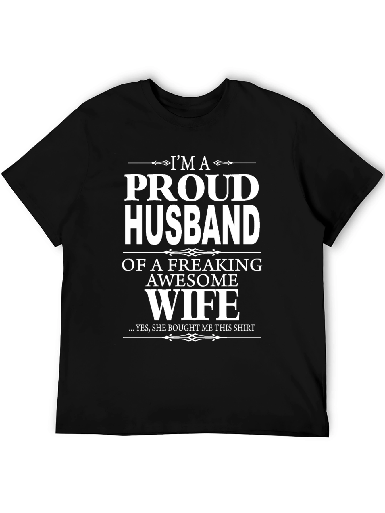 Black Proud Husband Funny Graphic T-Shirt - Awesome Wife! view 5