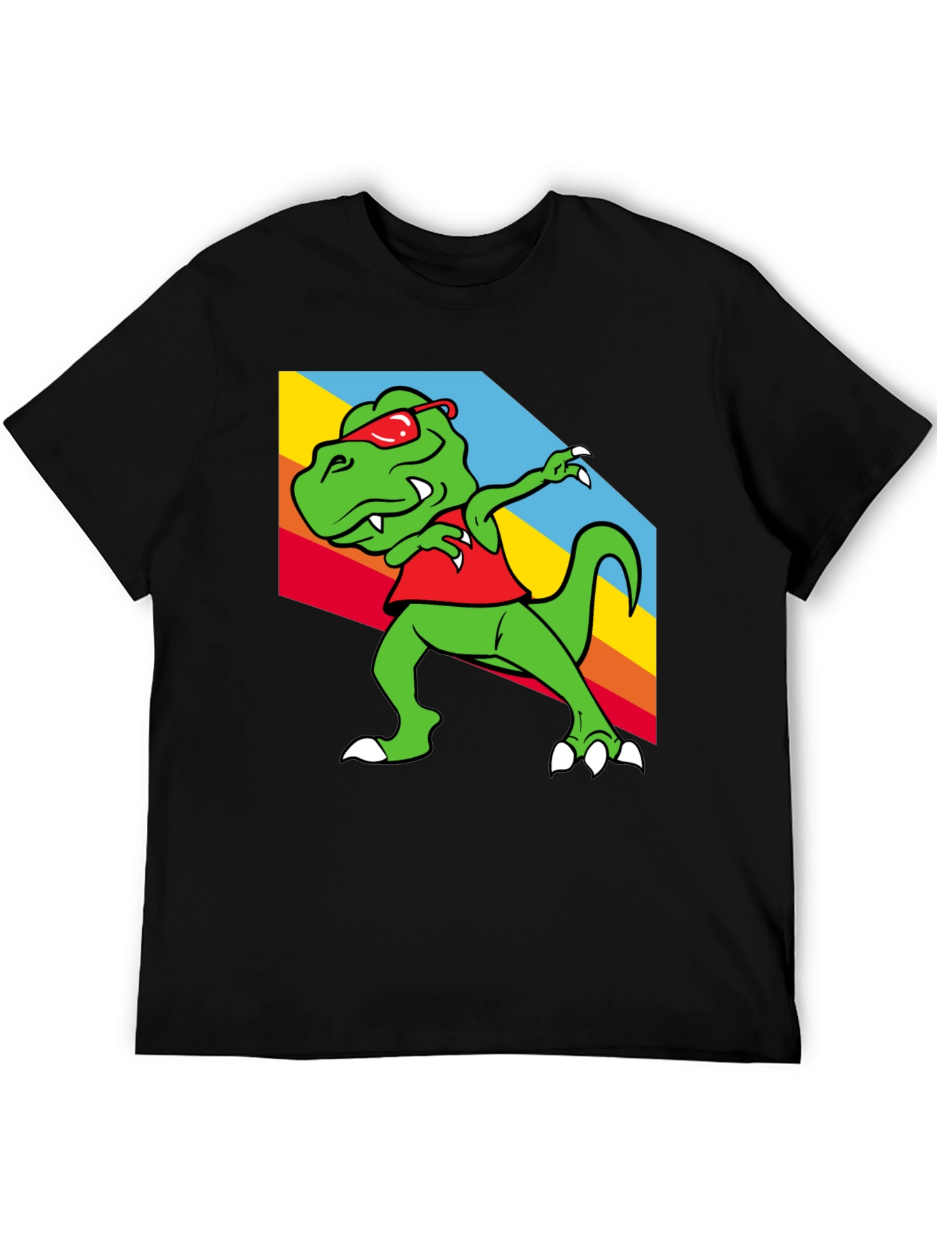 Black Dabbing Dinosaur Graphic Tee - Trendy T-Rex T-Shirt view 5