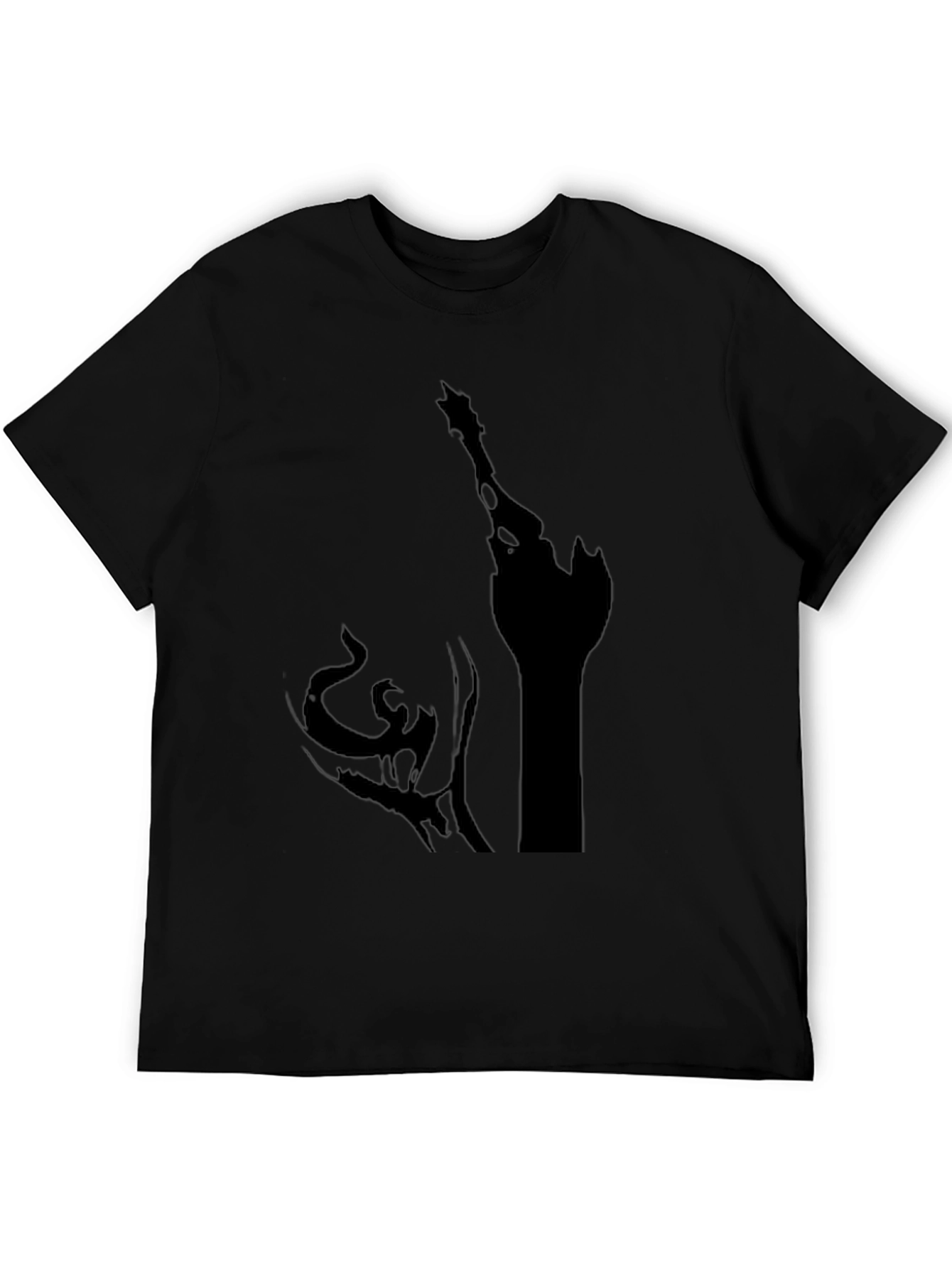 Black Men's Black Graphic Tee - Fantasy Castle Design view 5