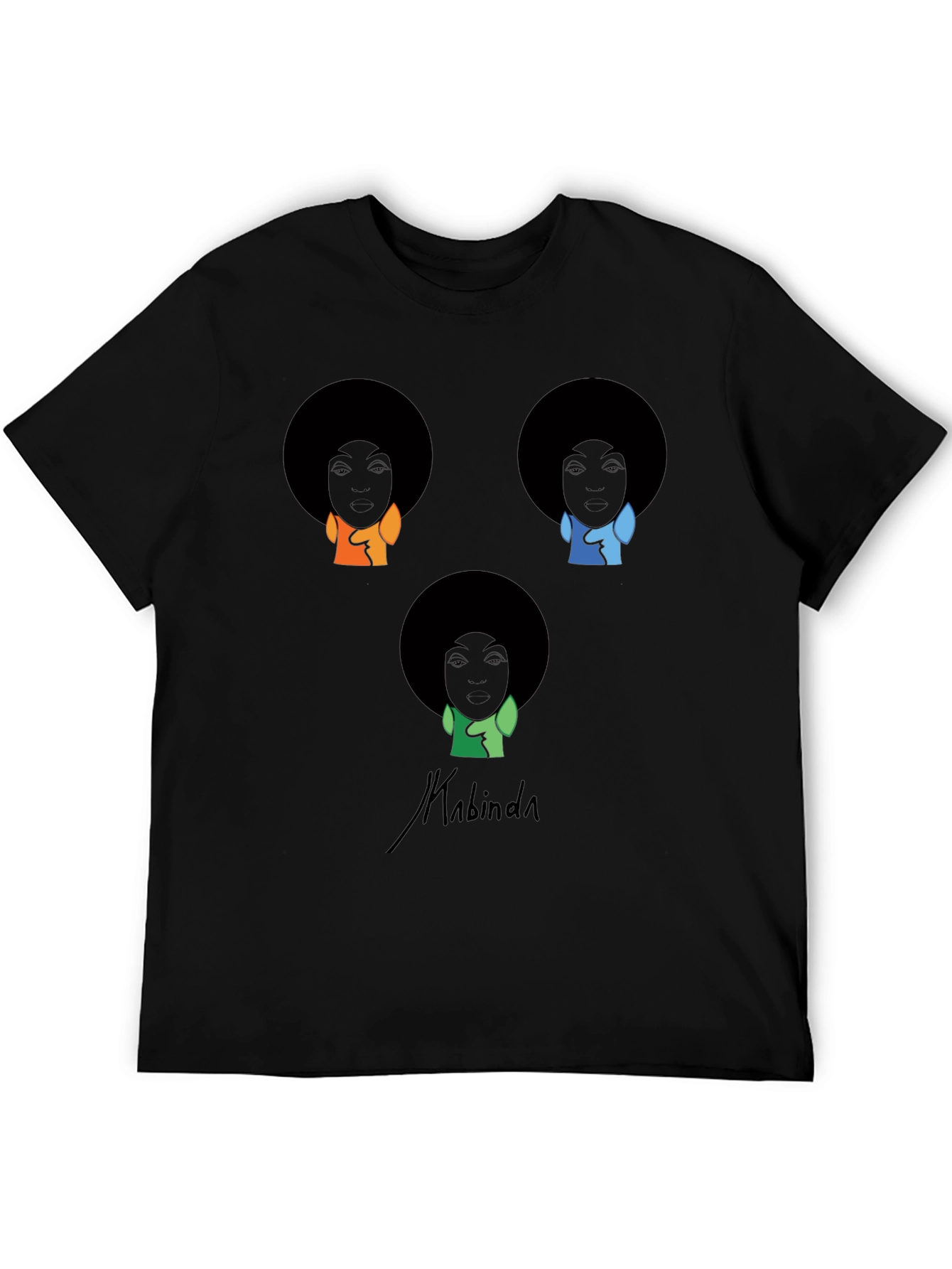 Black Kabinda Graphic T-Shirt - Afro Portrait Design view 5
