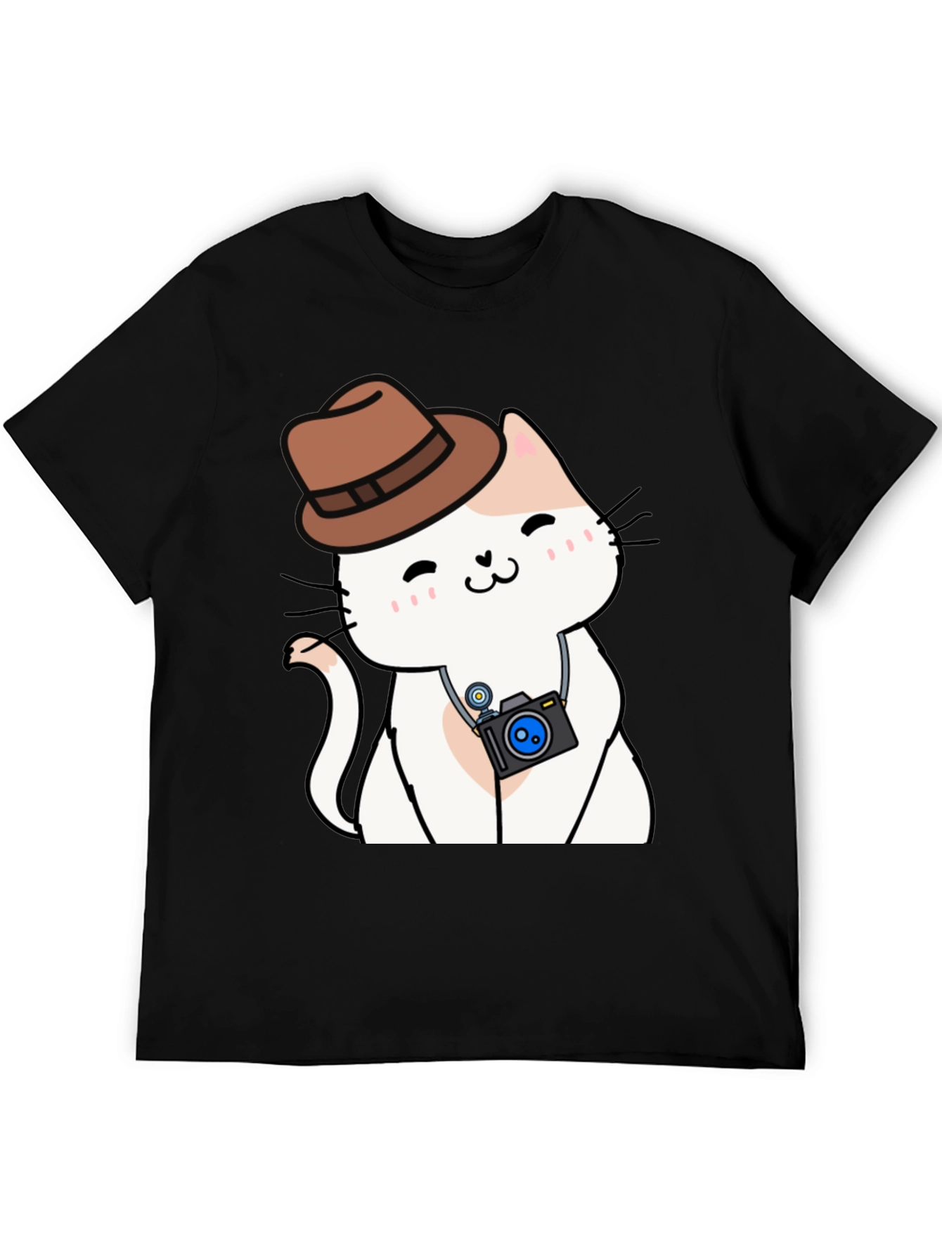 Black Cute Cat Photographer Black T-Shirt view 5