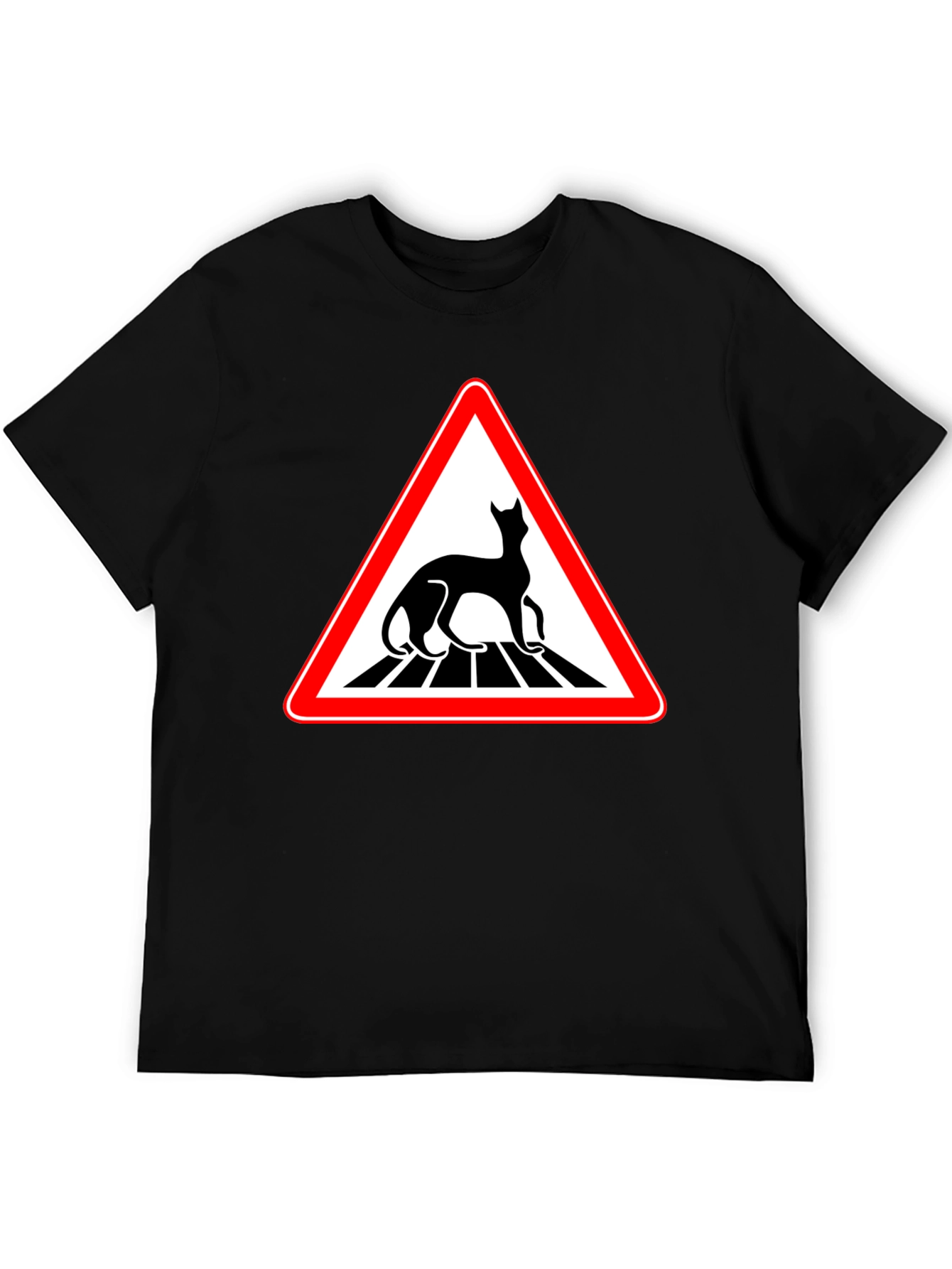 Black Cat Crossing Black T-Shirt view 5