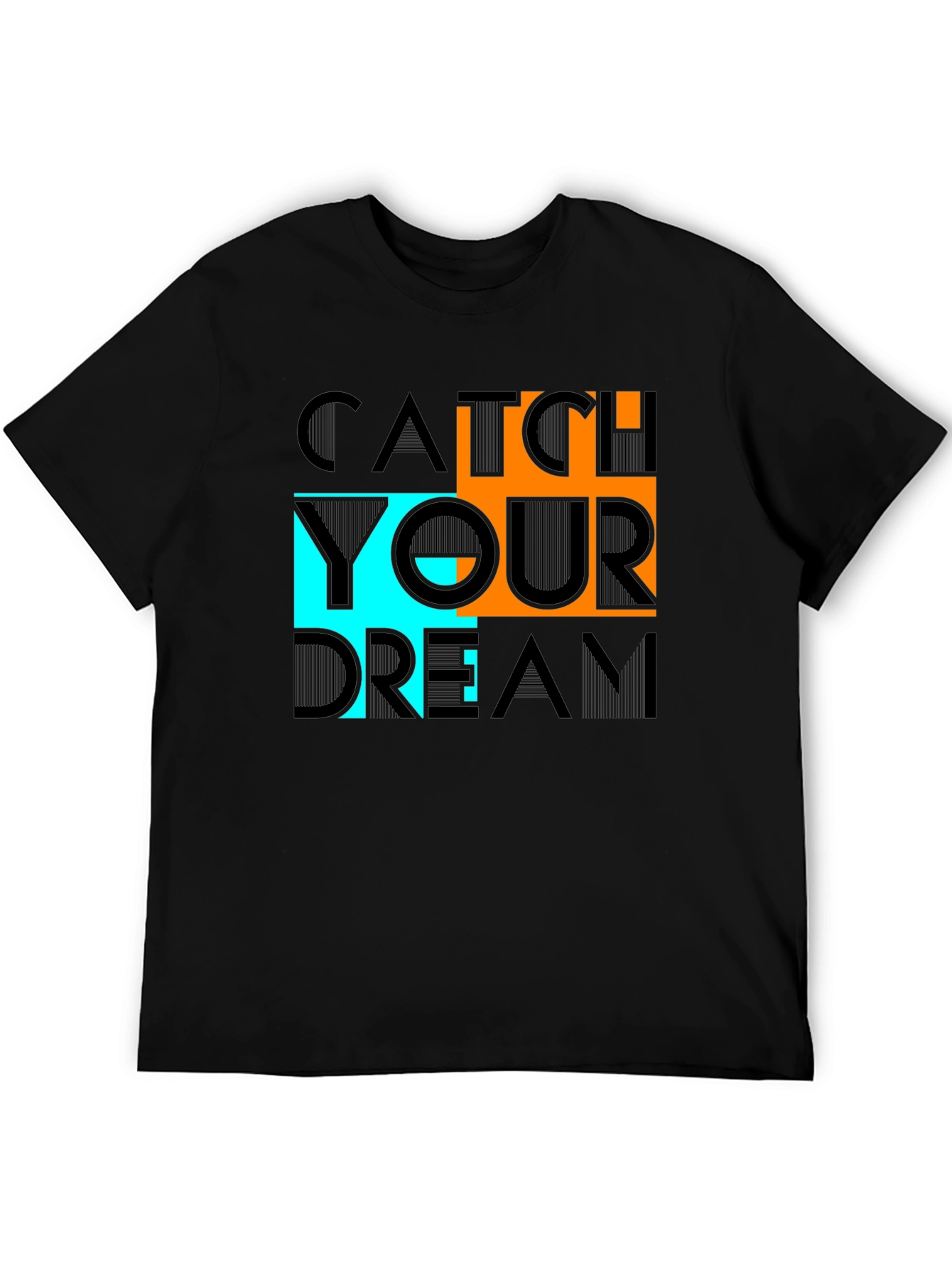 Black Catch Your Dream Graphic Tee - Black Cotton Casual Shirt view 5