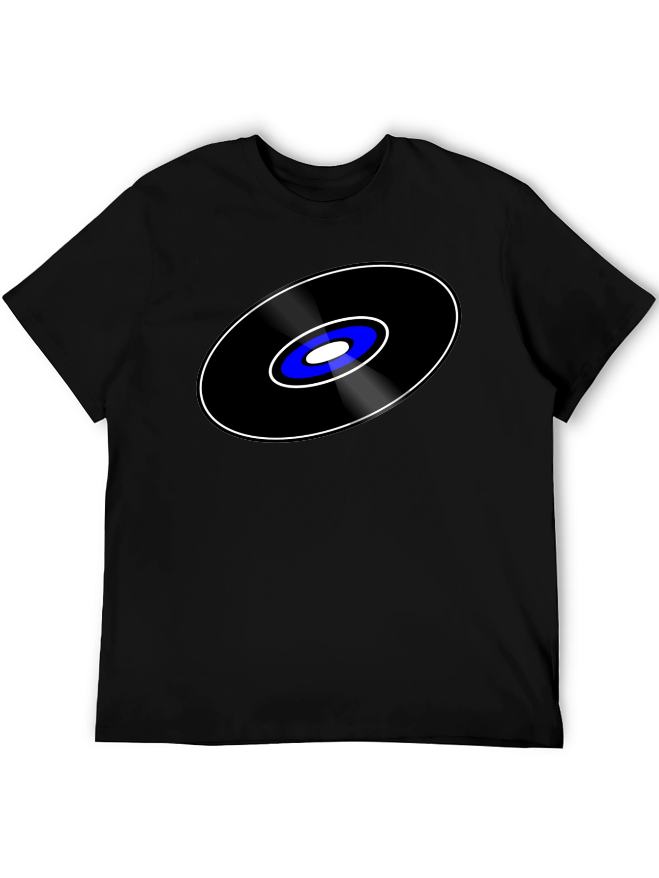 Black Retro Vinyl Record Graphic Tee - Cool Music Lover Shirt view 5