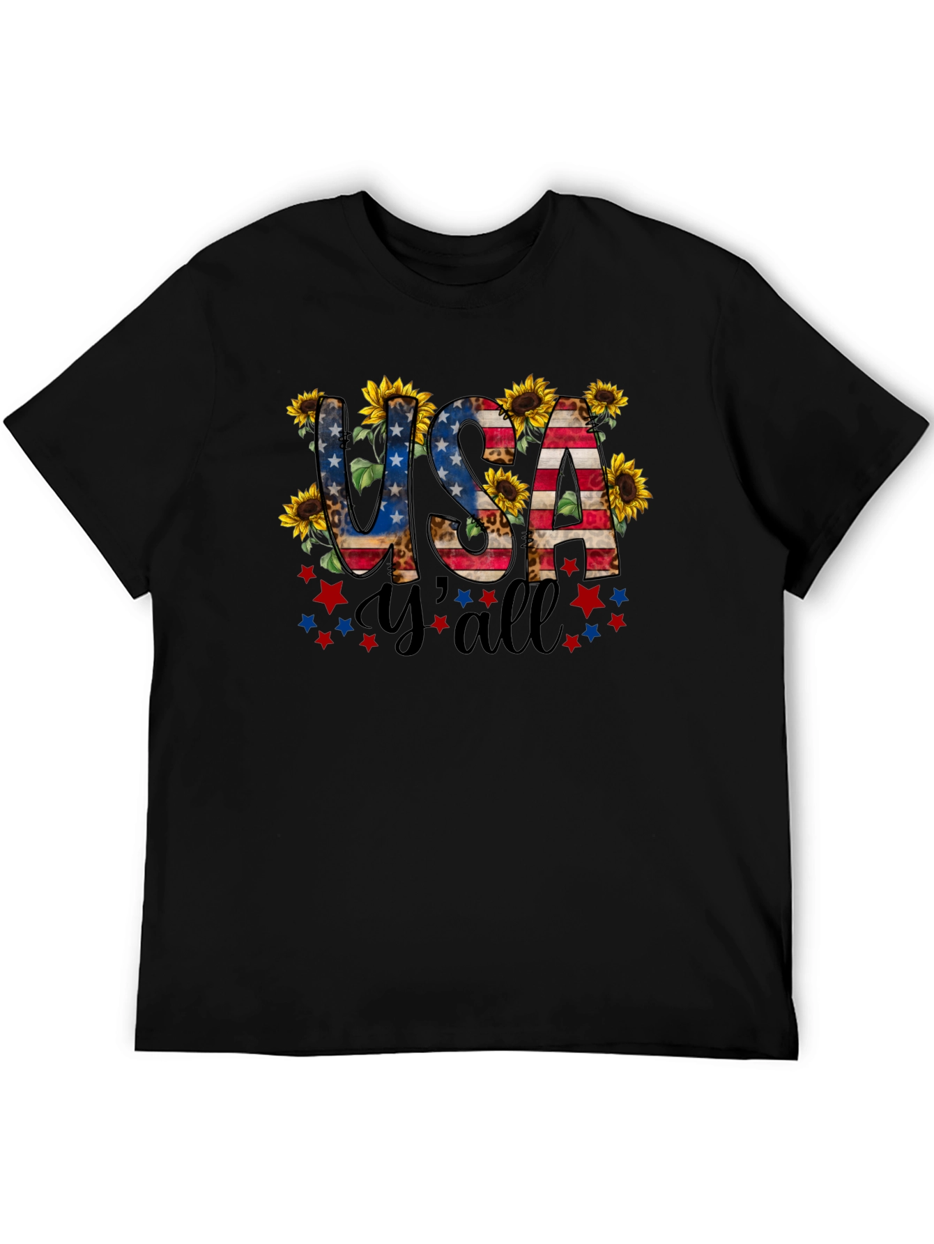 Black USA Y'all Patriotic T-Shirt view 5