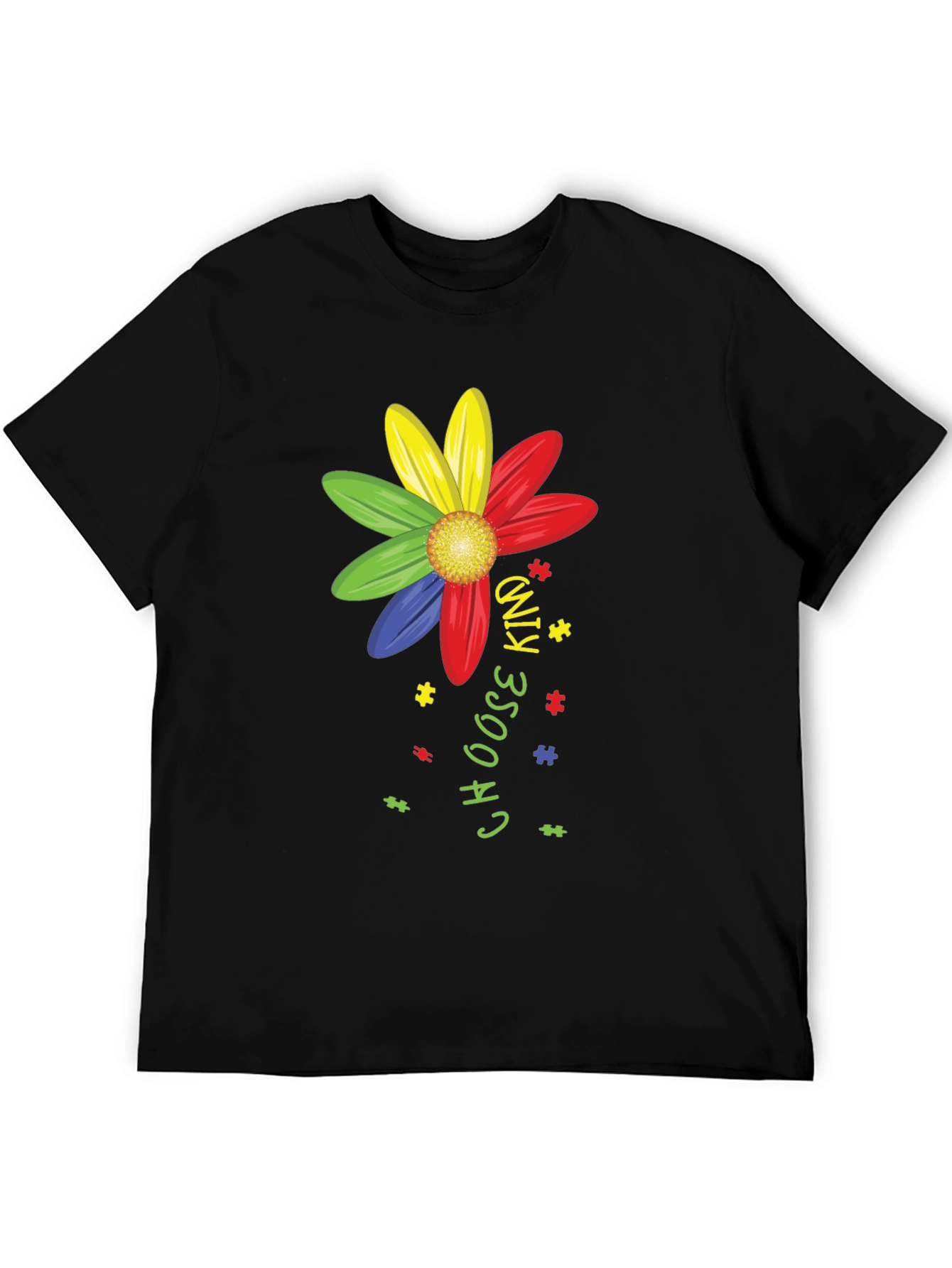 Black Choose Kind Autism Awareness T-Shirt view 5