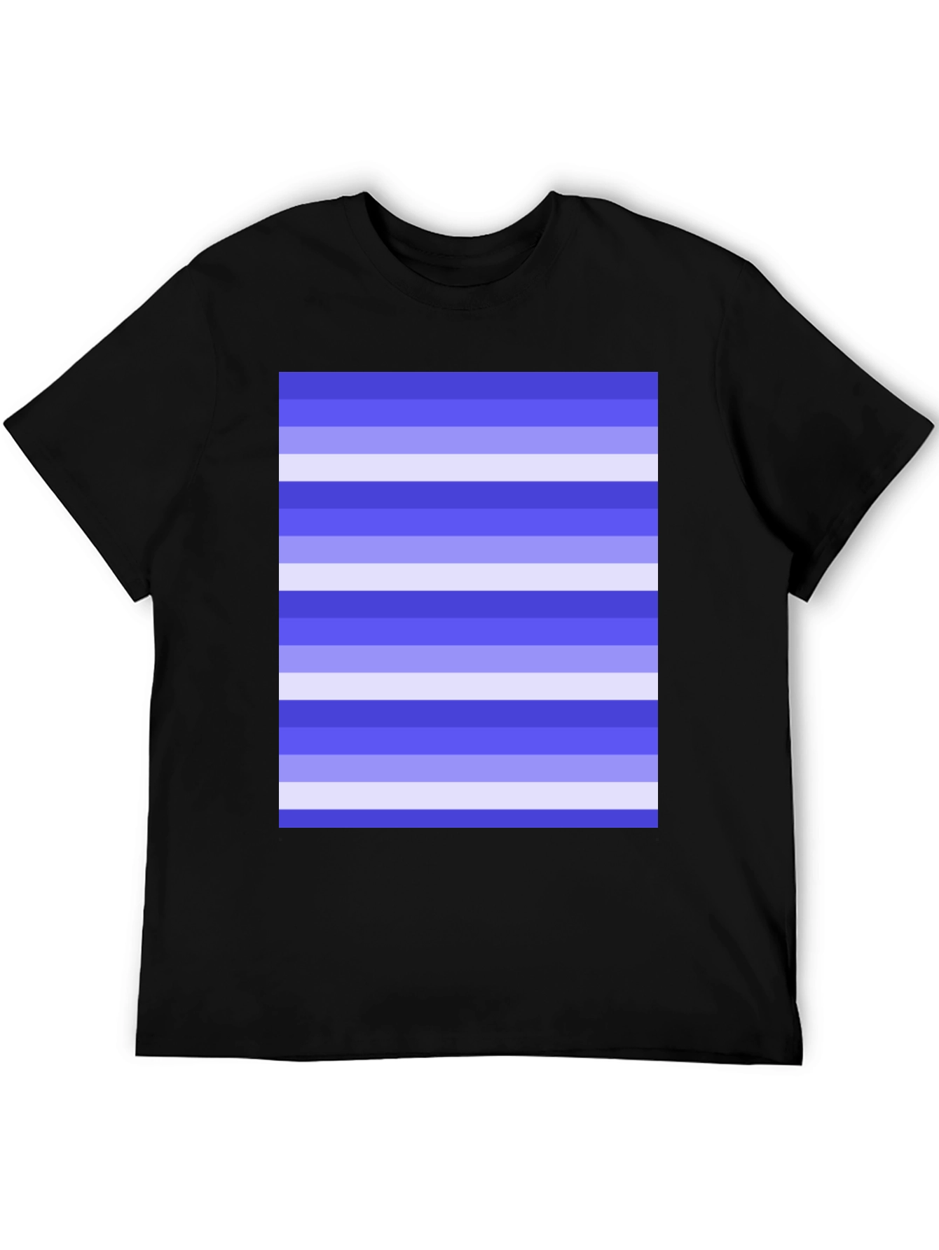 Black Striped Pattern Black Cotton Casual T-Shirt view 5