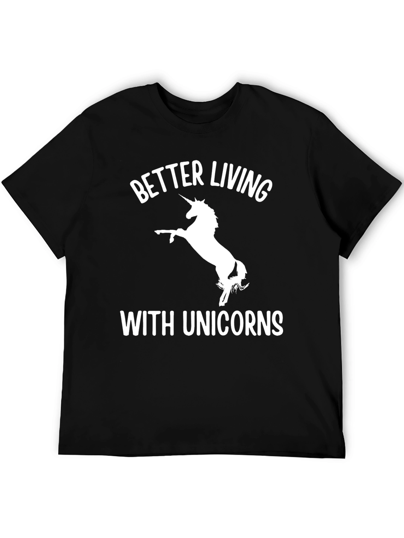 Black Better Living With Unicorns Graphic T-Shirt view 5