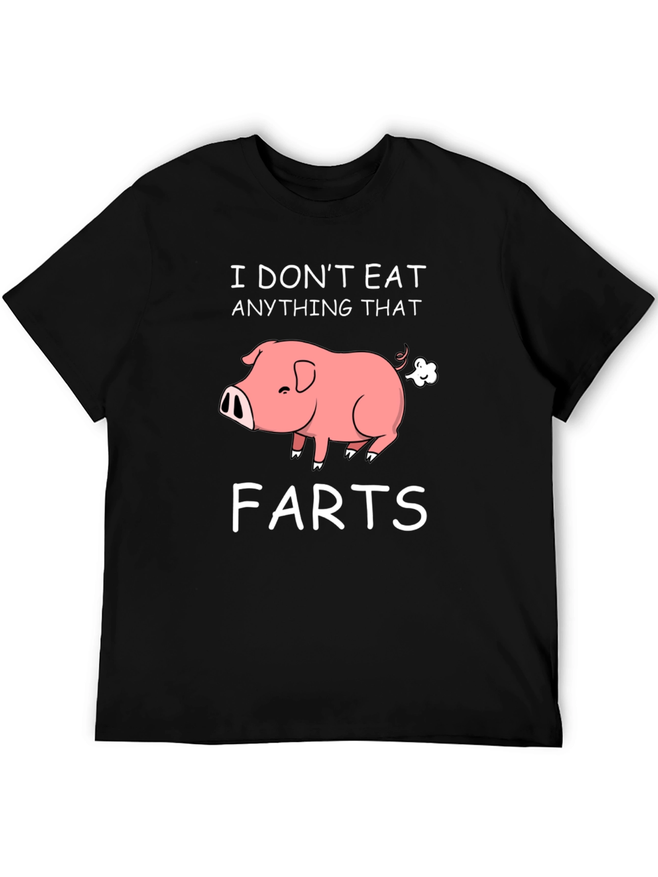 Black Funny Vegan Pig Farts T-Shirt view 5