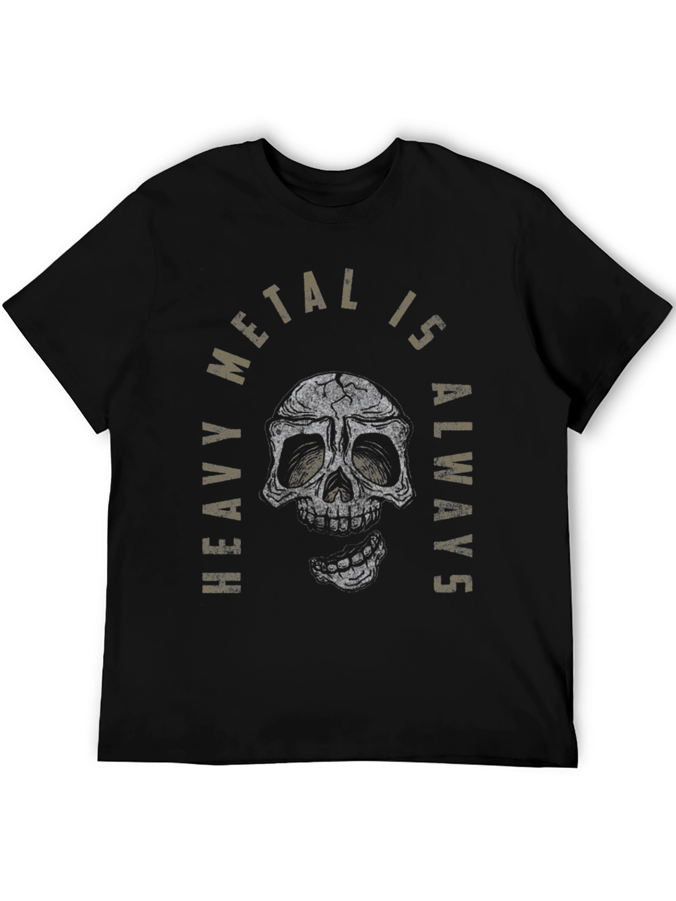 Black Heavy Metal Skull Graphic Black T-Shirt view 5