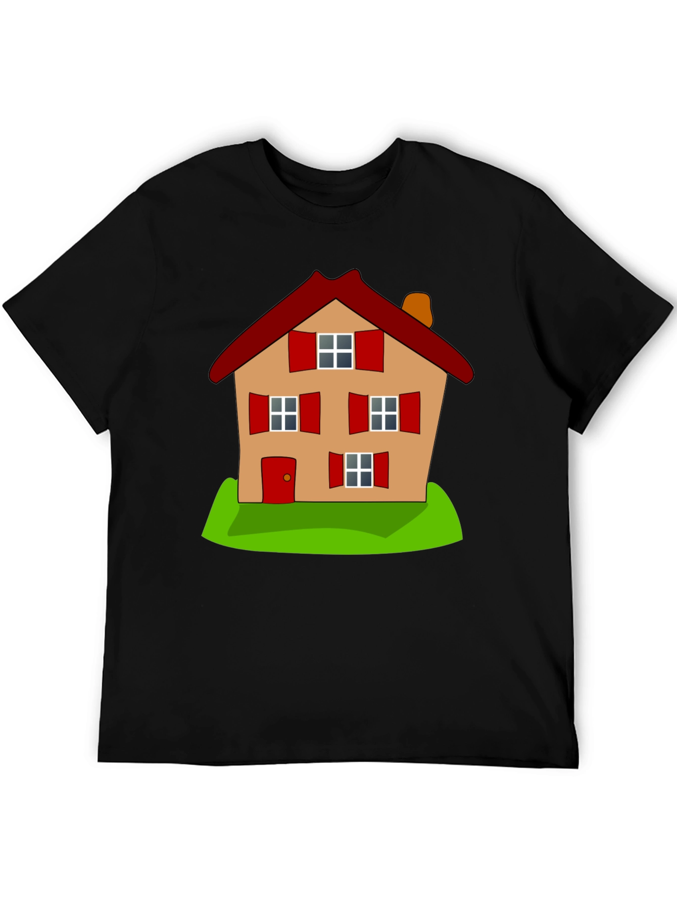 Black Cartoon House Graphic Tee - Fun, Stylish Comfort view 5