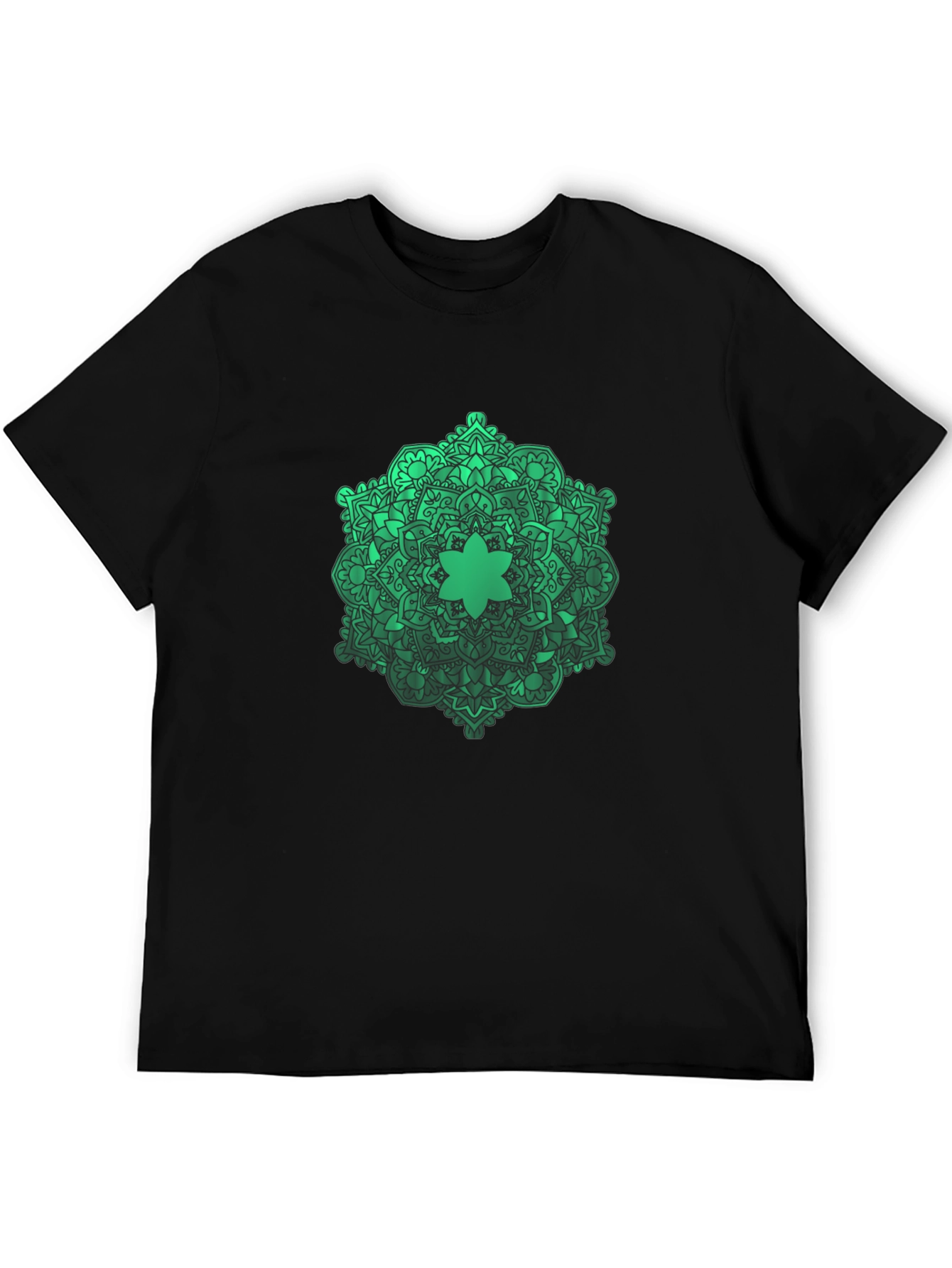Black Green Mandala Graphic Black T-Shirt view 5