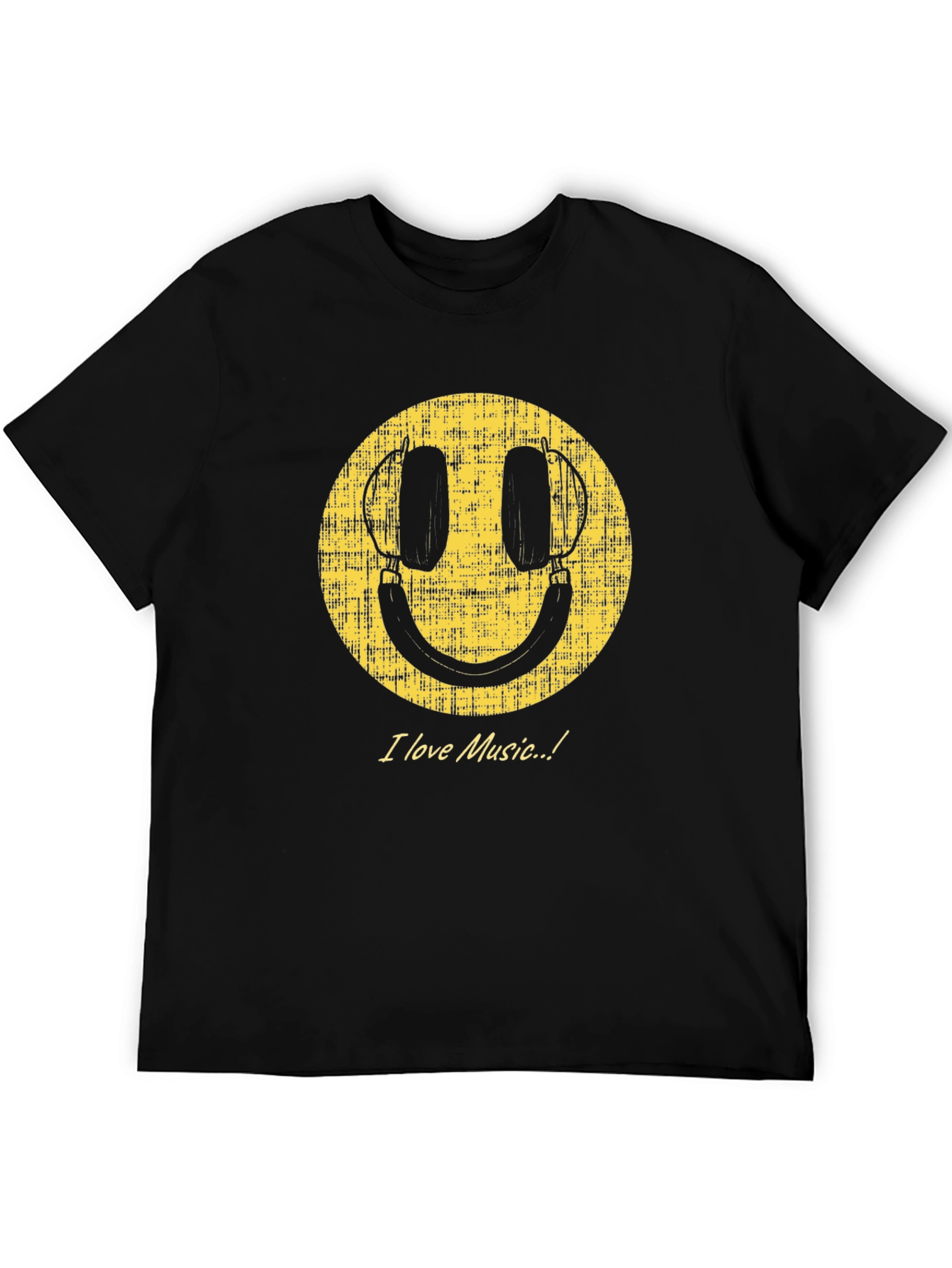 Black I Love Music Smiley Face Graphic Tee view 5