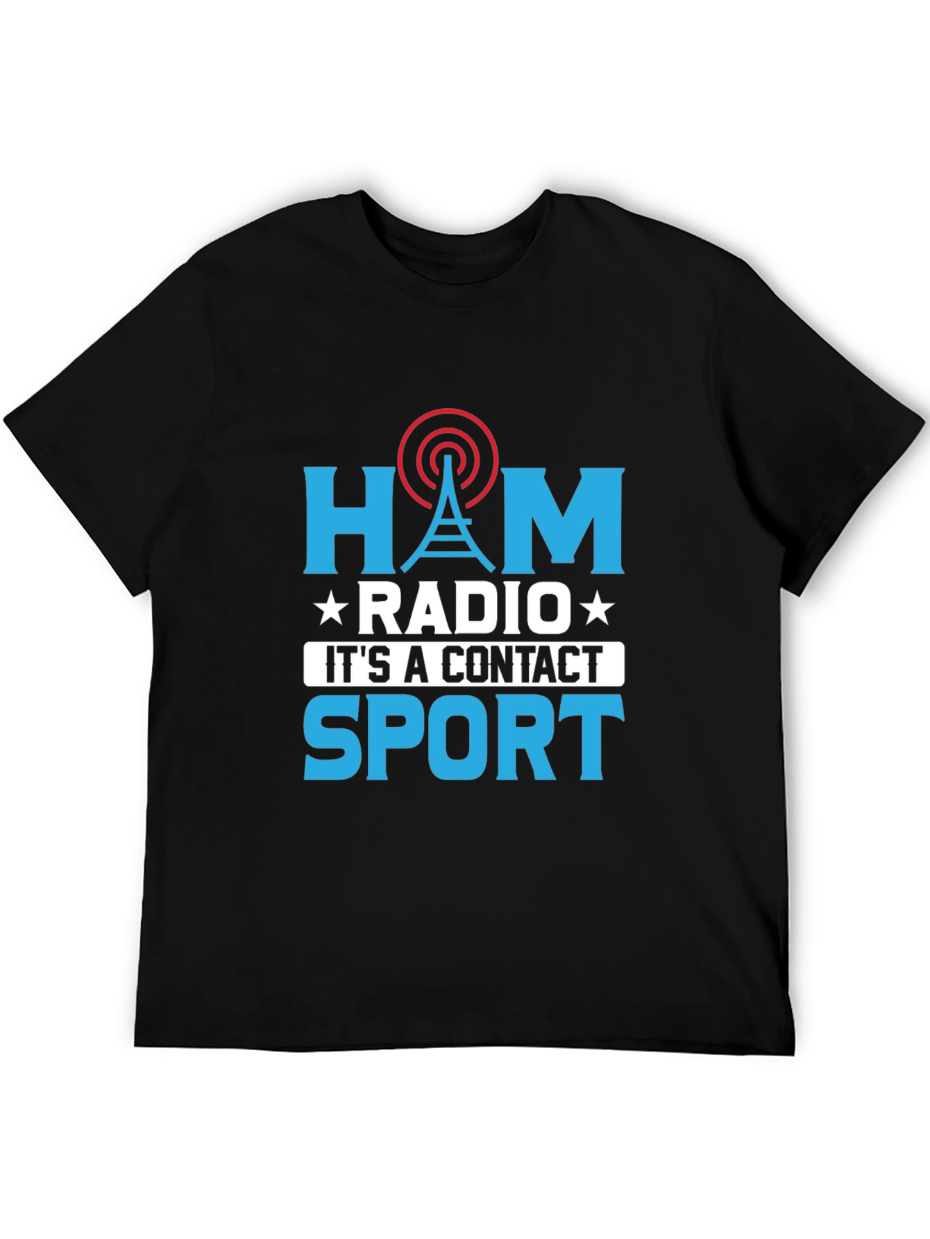 Black Ham Radio Contact Sport Graphic T-Shirt view 5