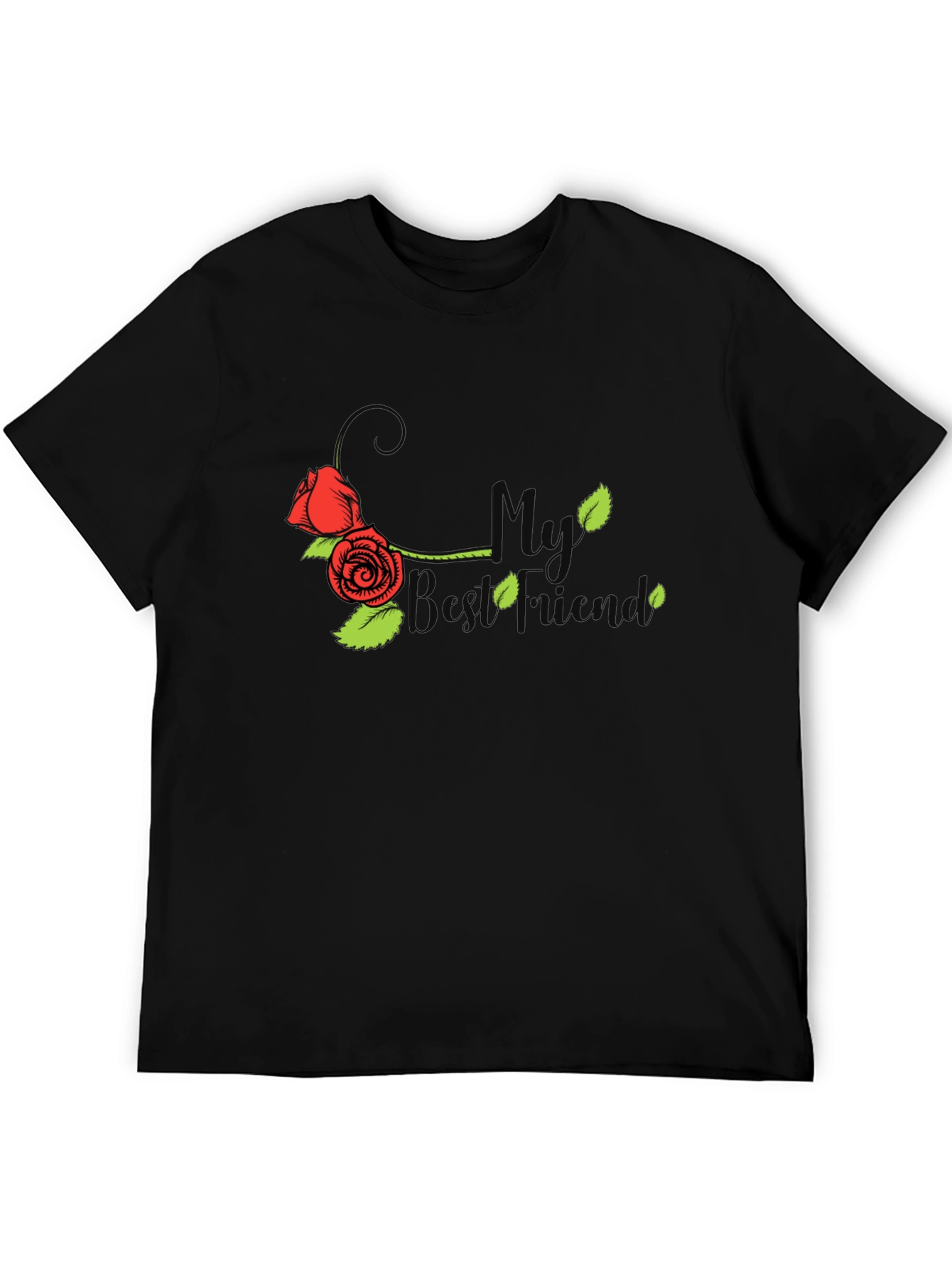 Black My Best Friend Rose Graphic T-Shirt view 5