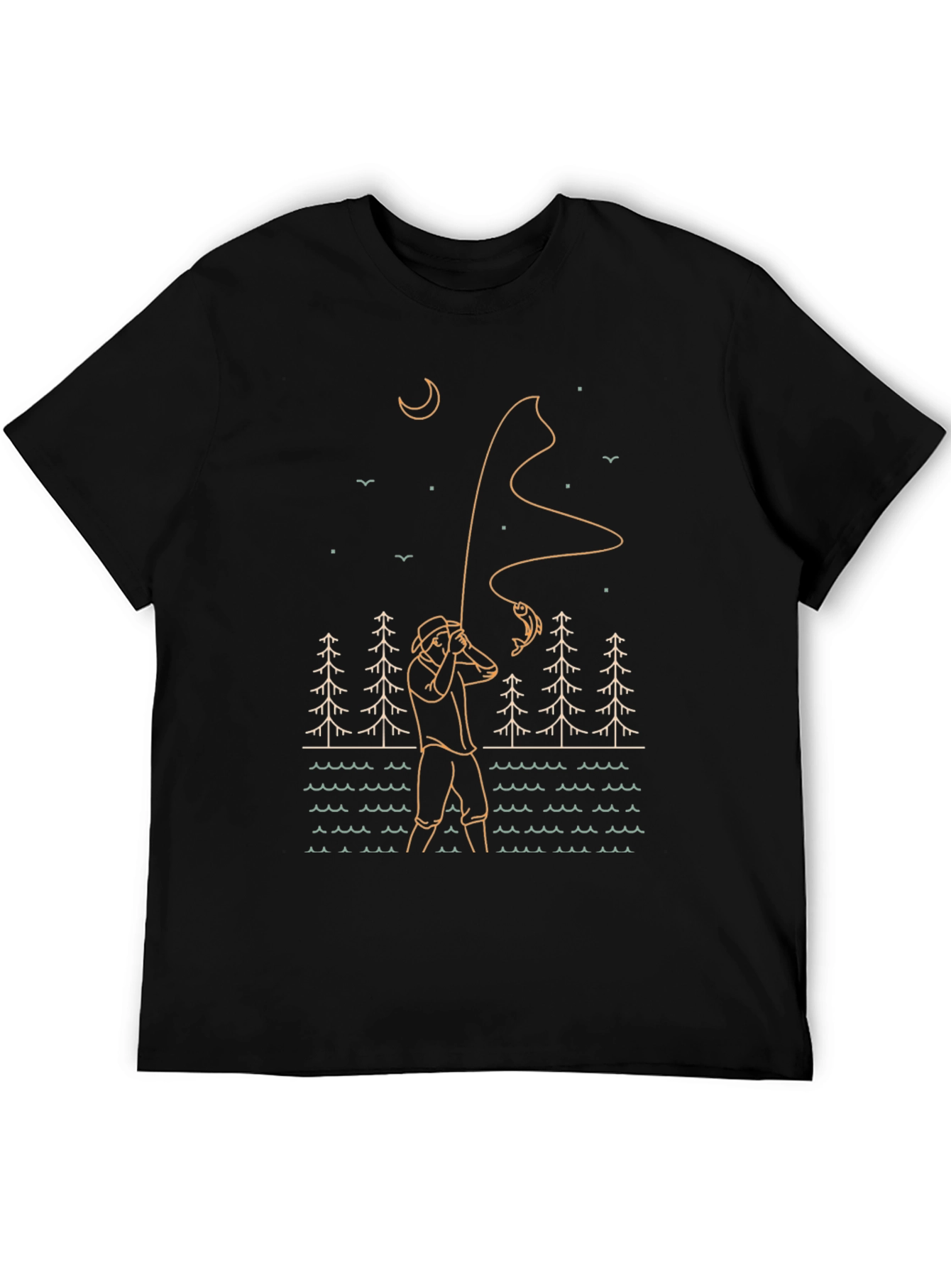 Black Fisherman Graphic Tee - Outdoor Adventure Style view 5