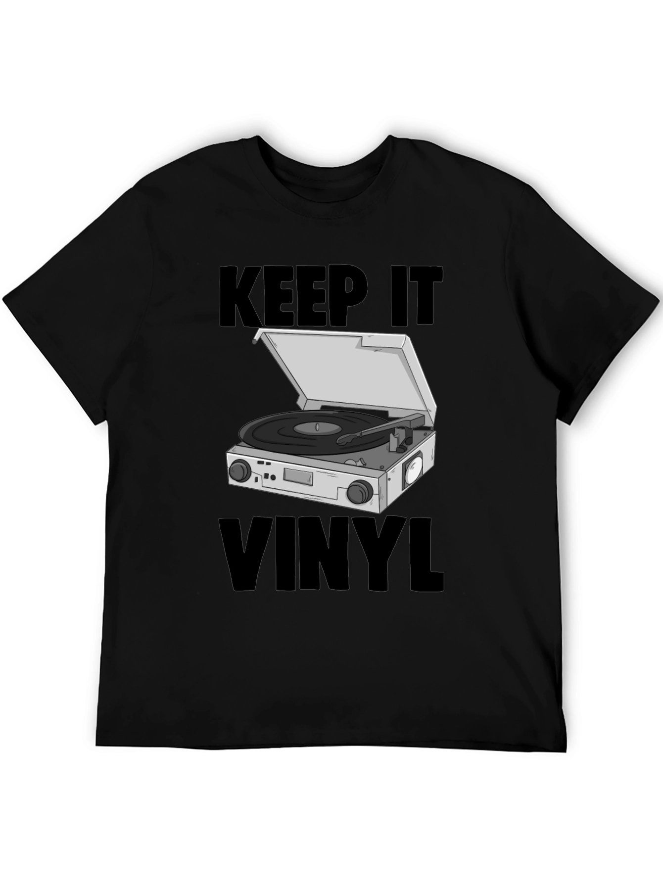 Black Keep it Vinyl T-Shirt - Retro Music Lover Tee view 5