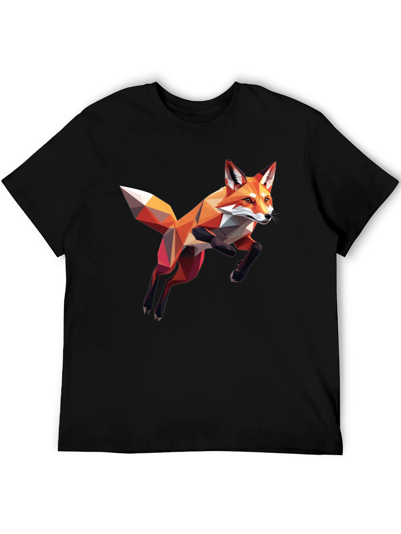 Black Geometric Fox Graphic T-Shirt - Black view 5