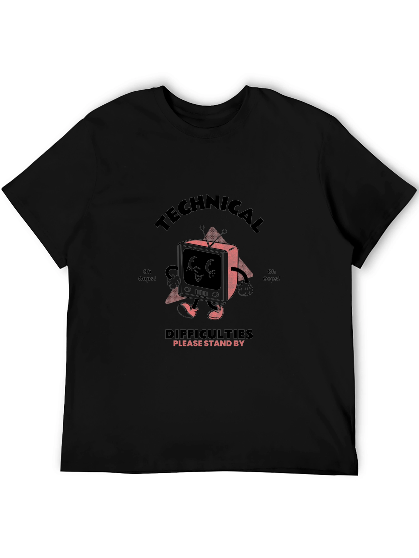 Black Technical Difficulties Stand By Graphic T-Shirt view 5