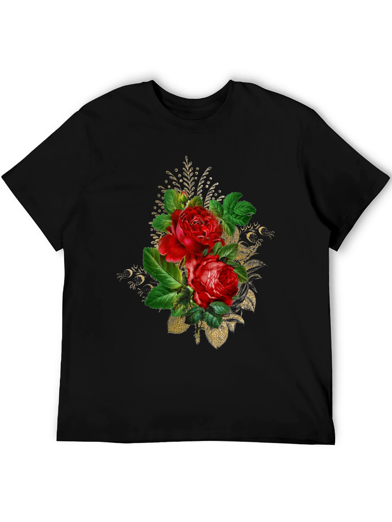 Black Floral Rose Graphic Tee - Black view 5