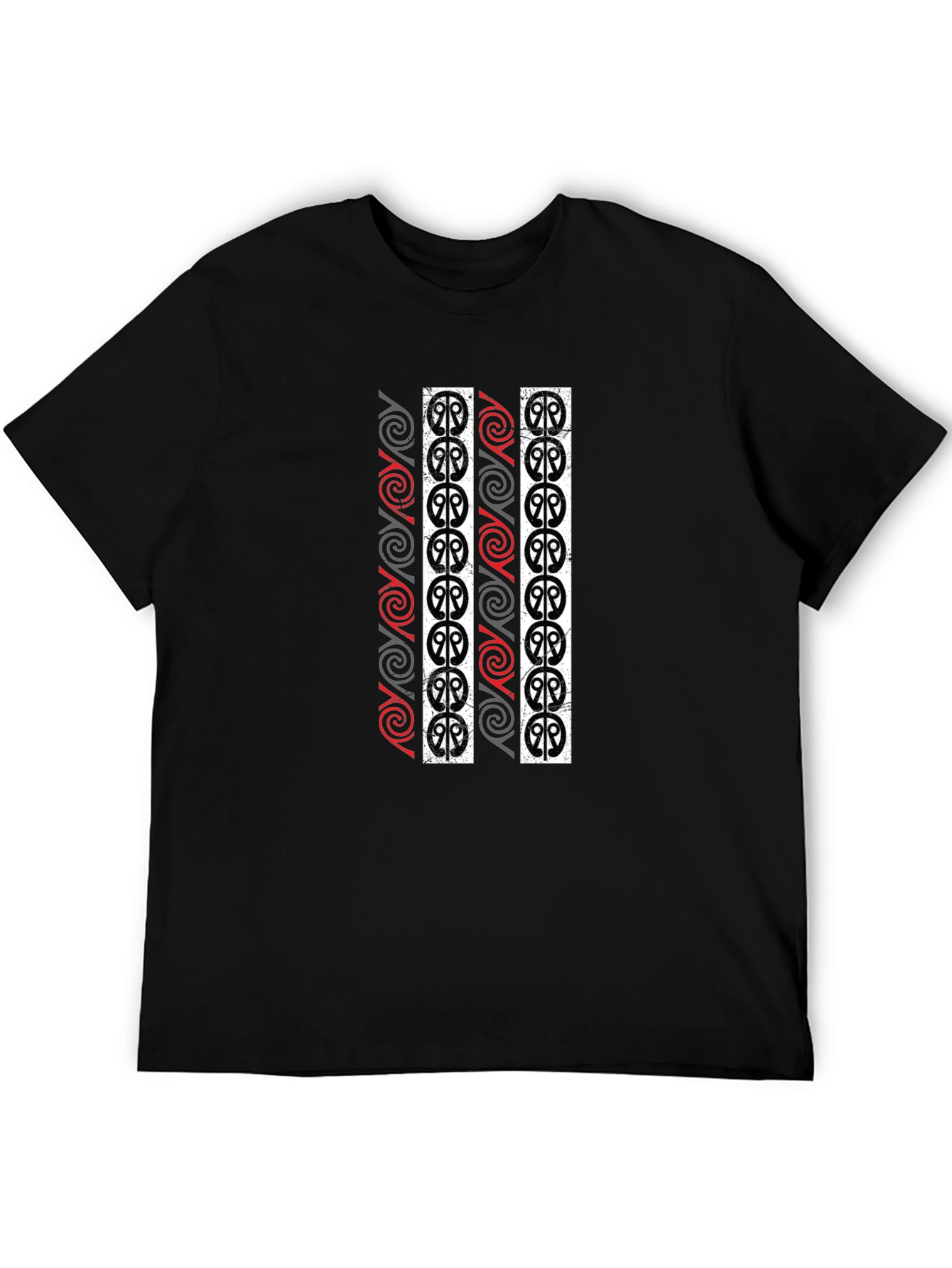 Black Tribal Pattern Black T-Shirt view 5