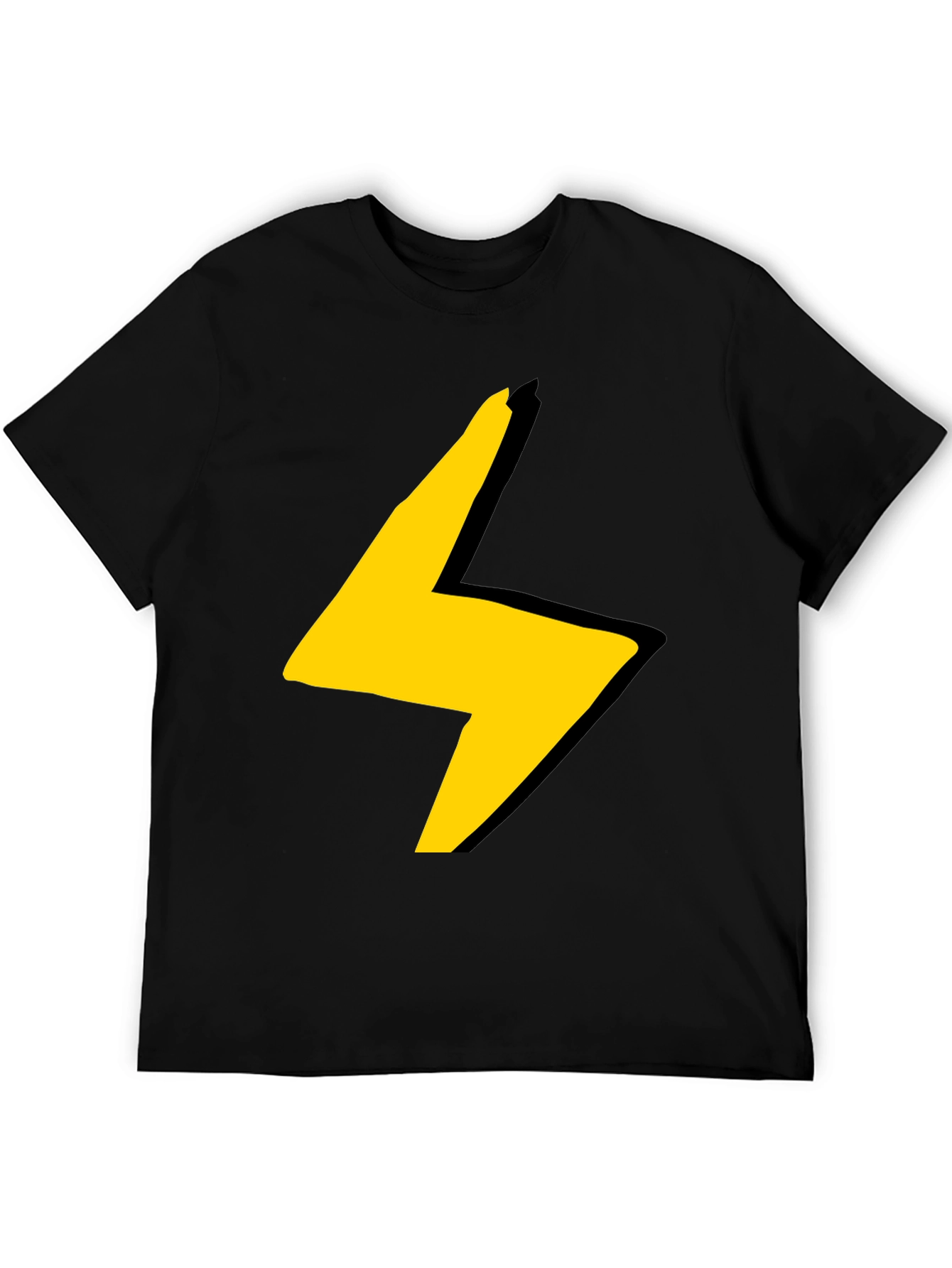 Black Electric Bolt Graphic Tee - Black Cotton Blend view 5