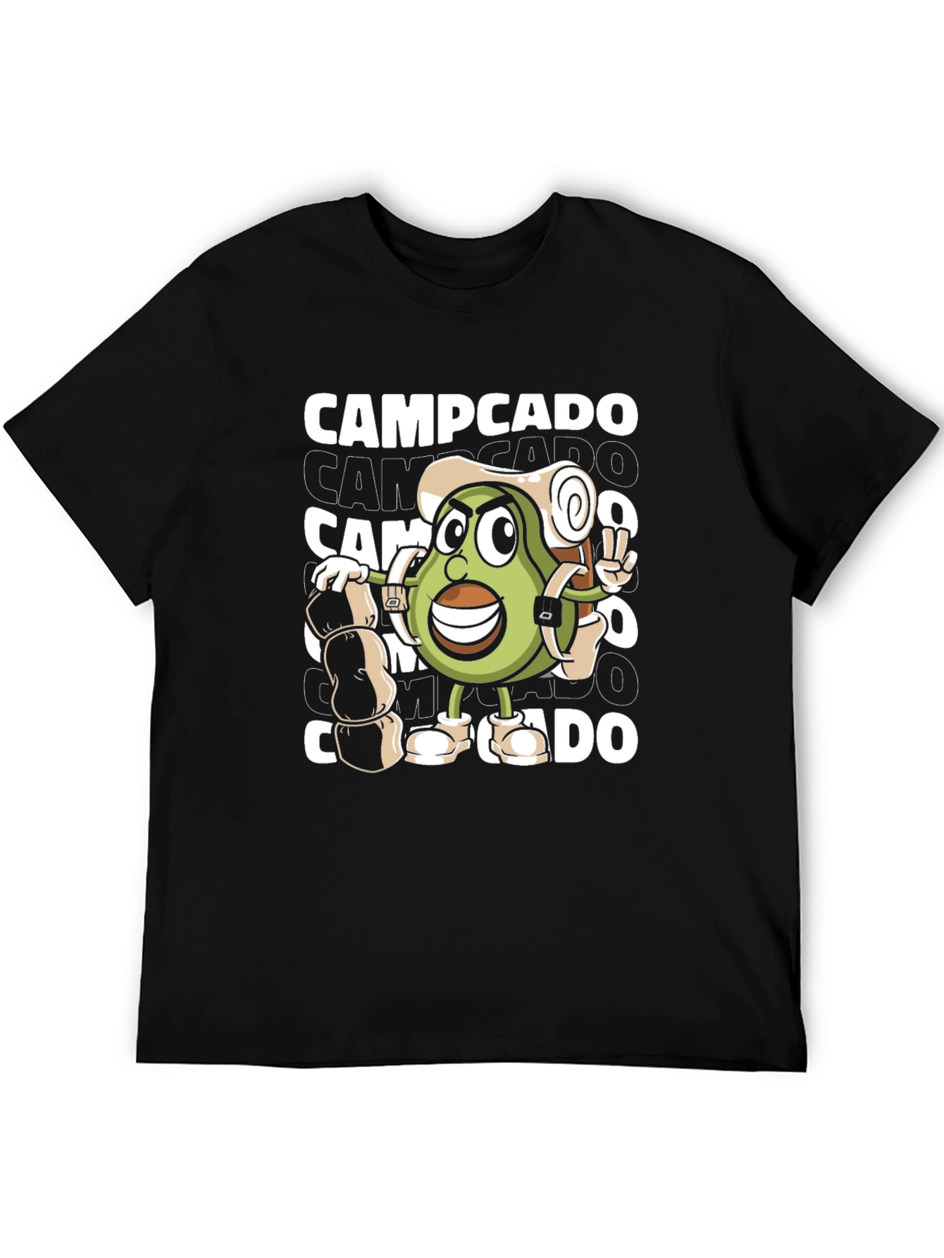 Black Campcado Graphic T-Shirt - Avocado Camping Adventure view 5