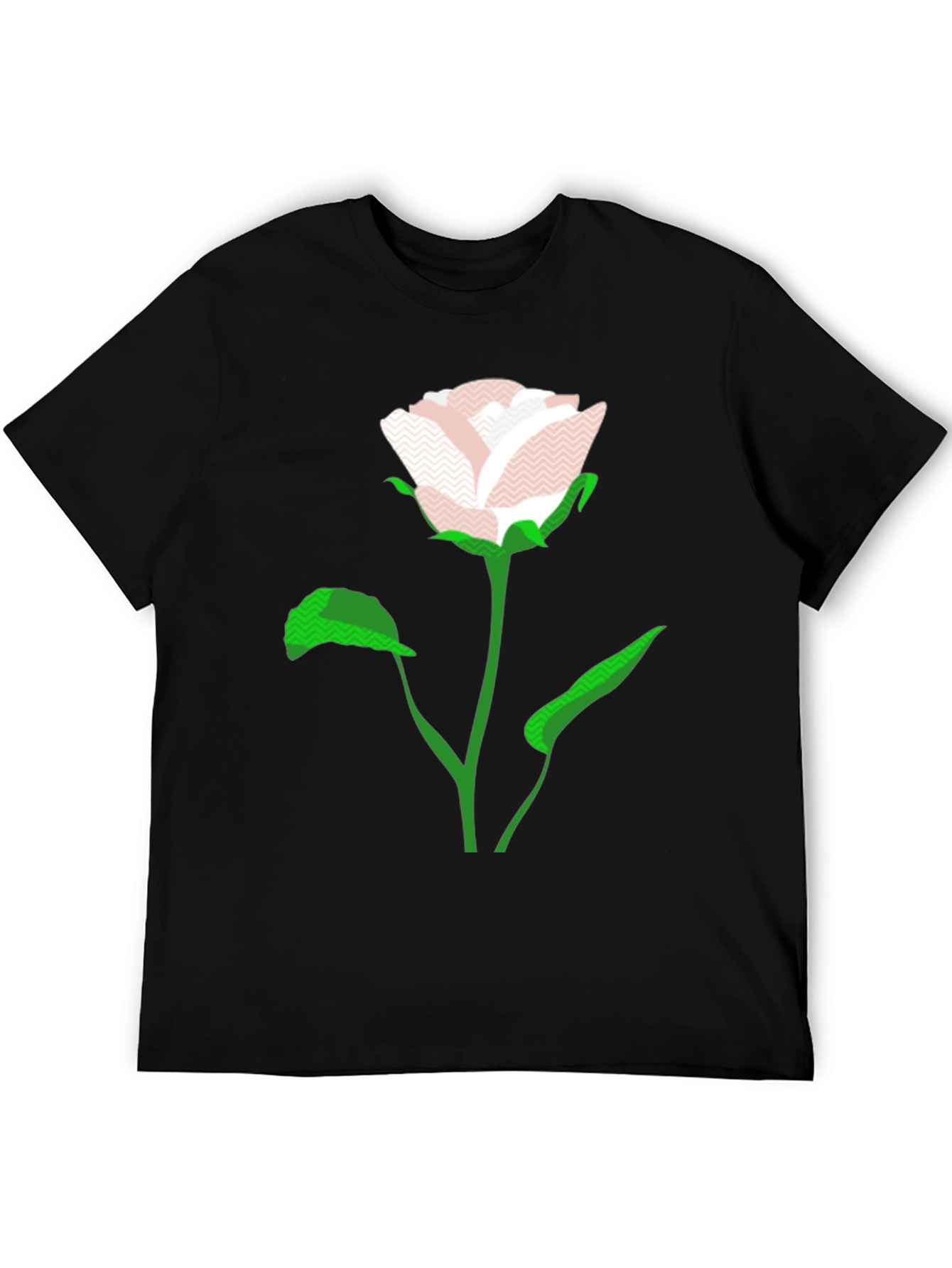 Black Modern Rose Graphic Black T-Shirt view 5