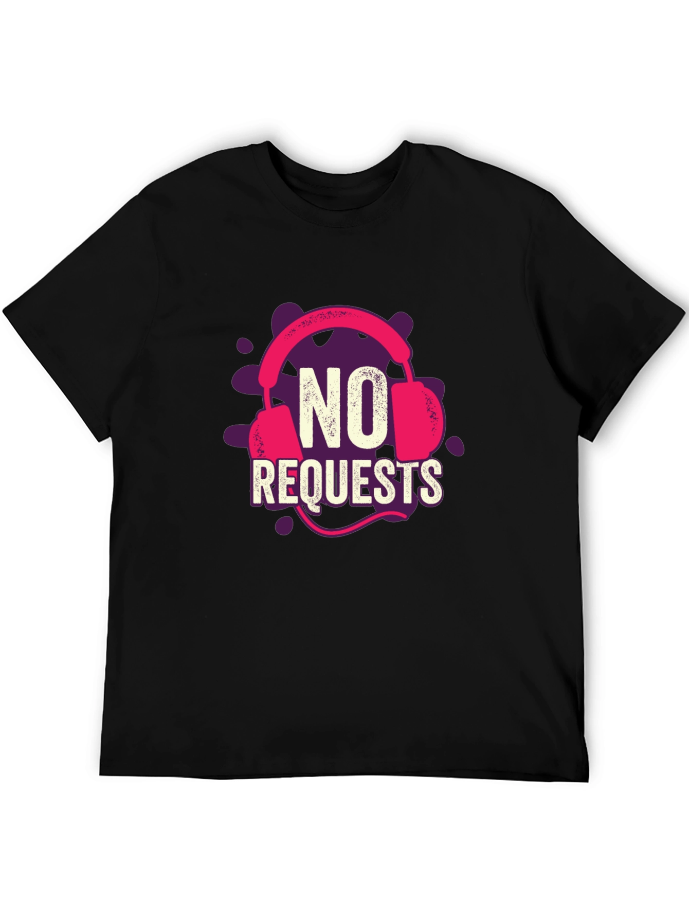 Black No Requests Headphone Graphic T-Shirt view 5