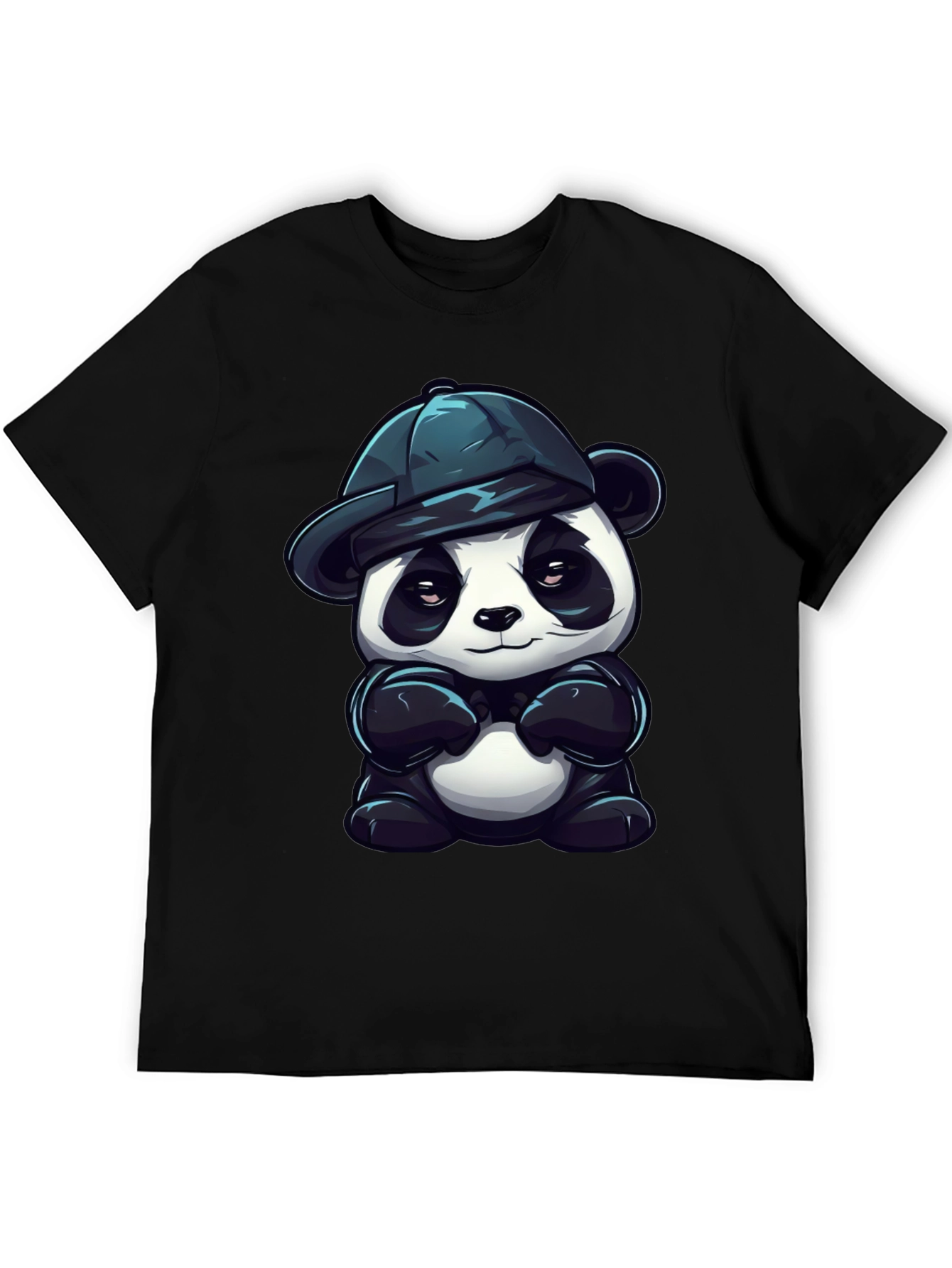 Black Cool Panda Graphic Tee - Unisex Black T-Shirt view 5