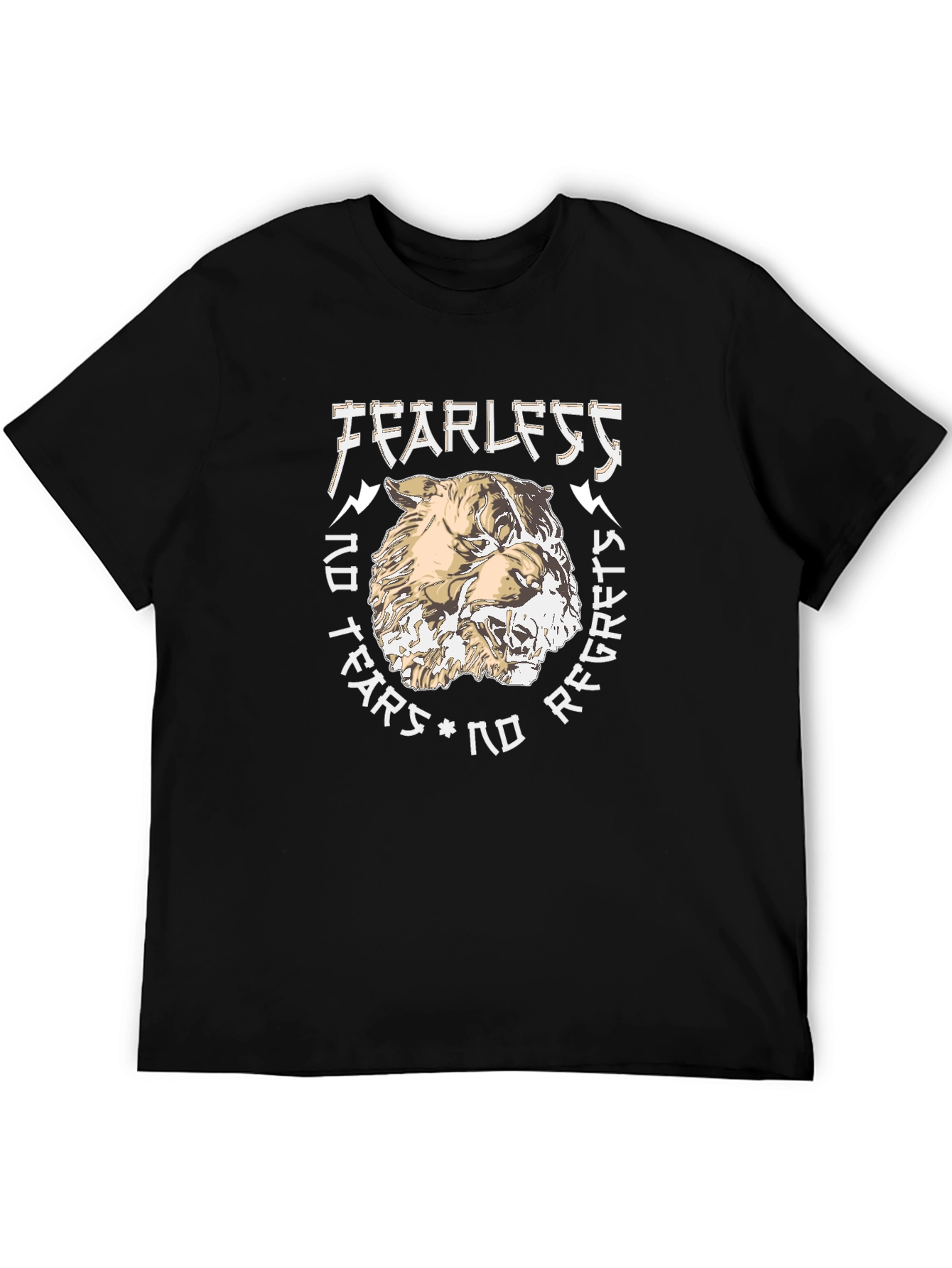 Black Fearless Graphic Print T-Shirt - Black view 5