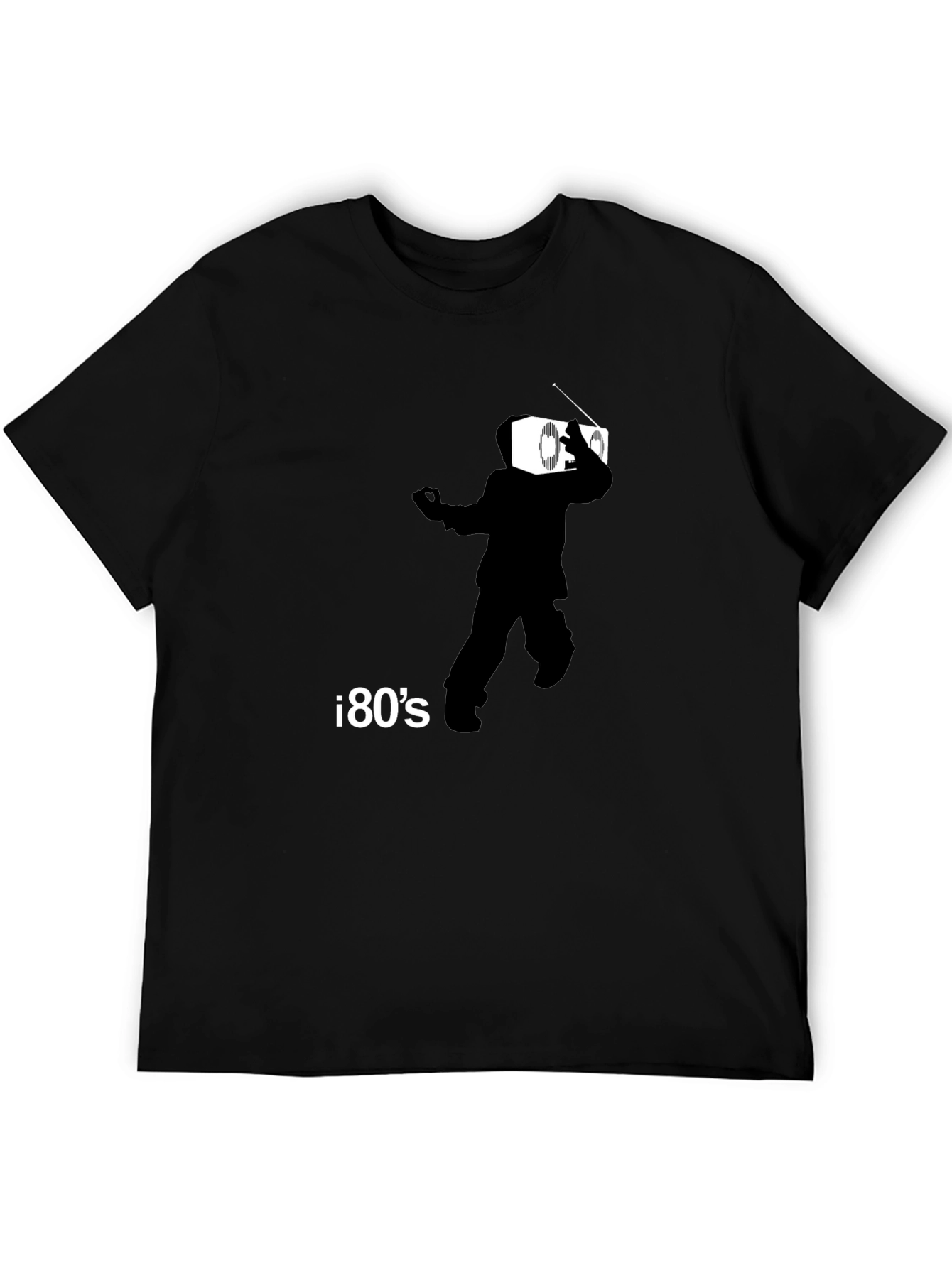 Black Retro 80's Radio Head Graphic Tee - Black view 5