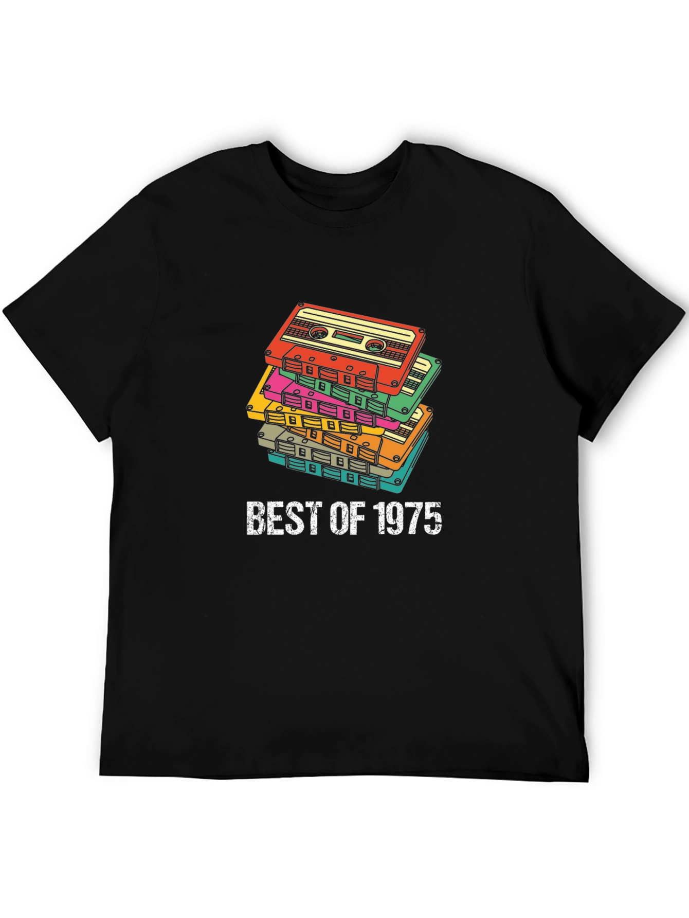 Black Retro Cassette Tape T-Shirt - Best of 1975 view 5