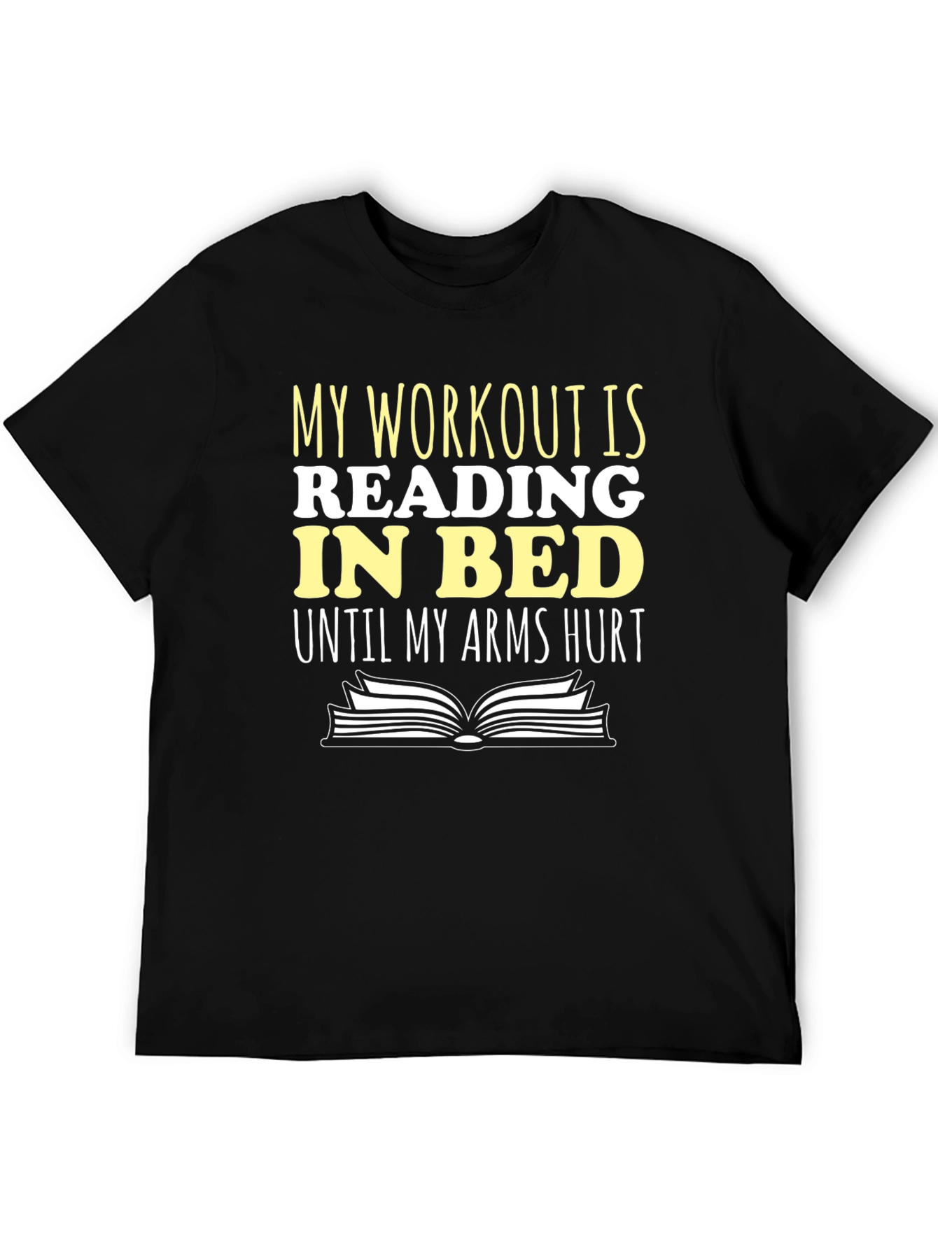 Black Funny Reading Workout T-Shirt - Unisex Cotton Tee view 5