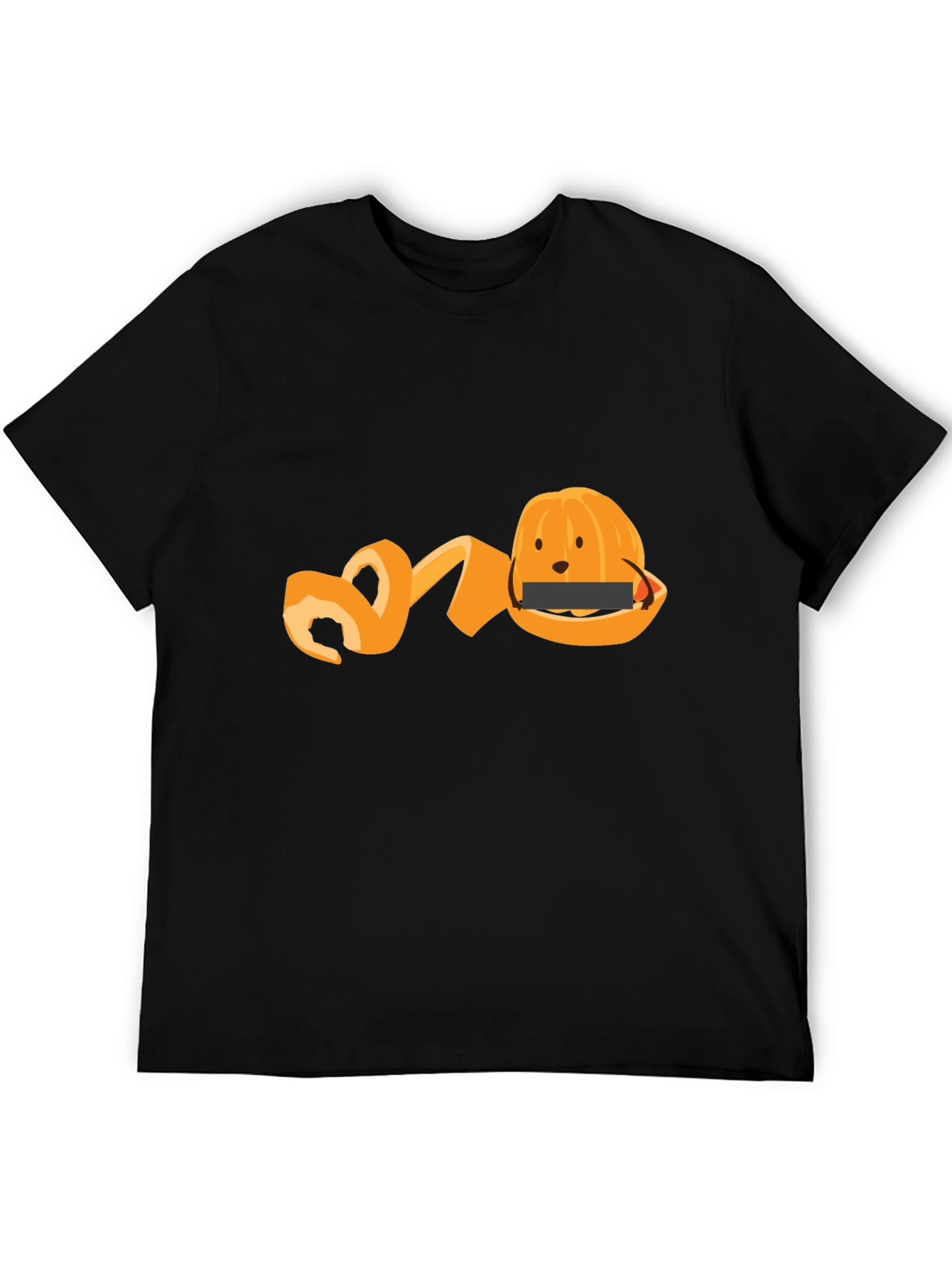 Black Funny Orange Peel T-Shirt - Fruit Graphic Tee view 5