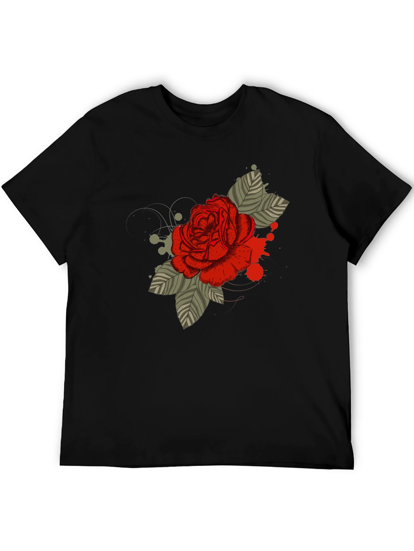 Black Rose Graphic T-Shirt - Men's Black Tee view 5