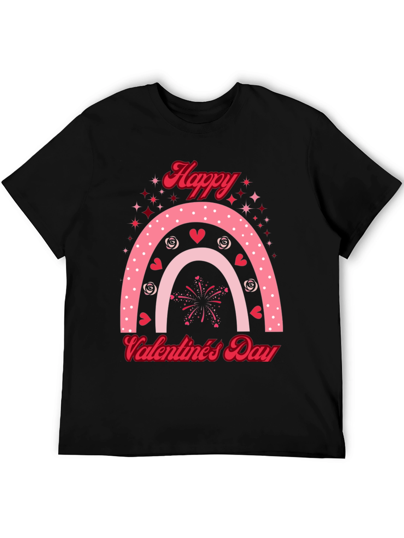 Black Happy Valentine's Day Rainbow T-Shirt view 5