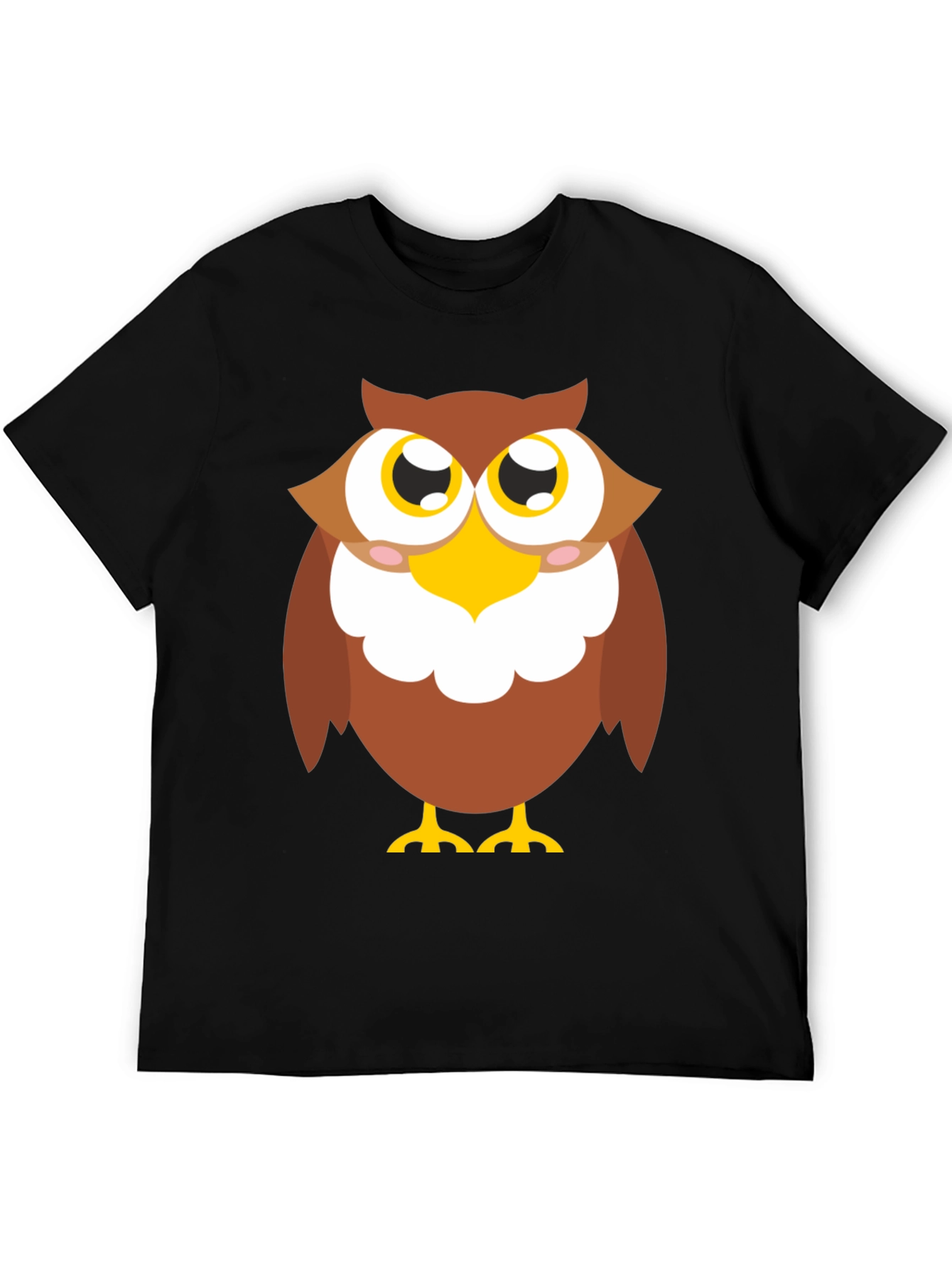Black Owl Graphic Tee - Black Cotton Blend Casual Shirt view 5