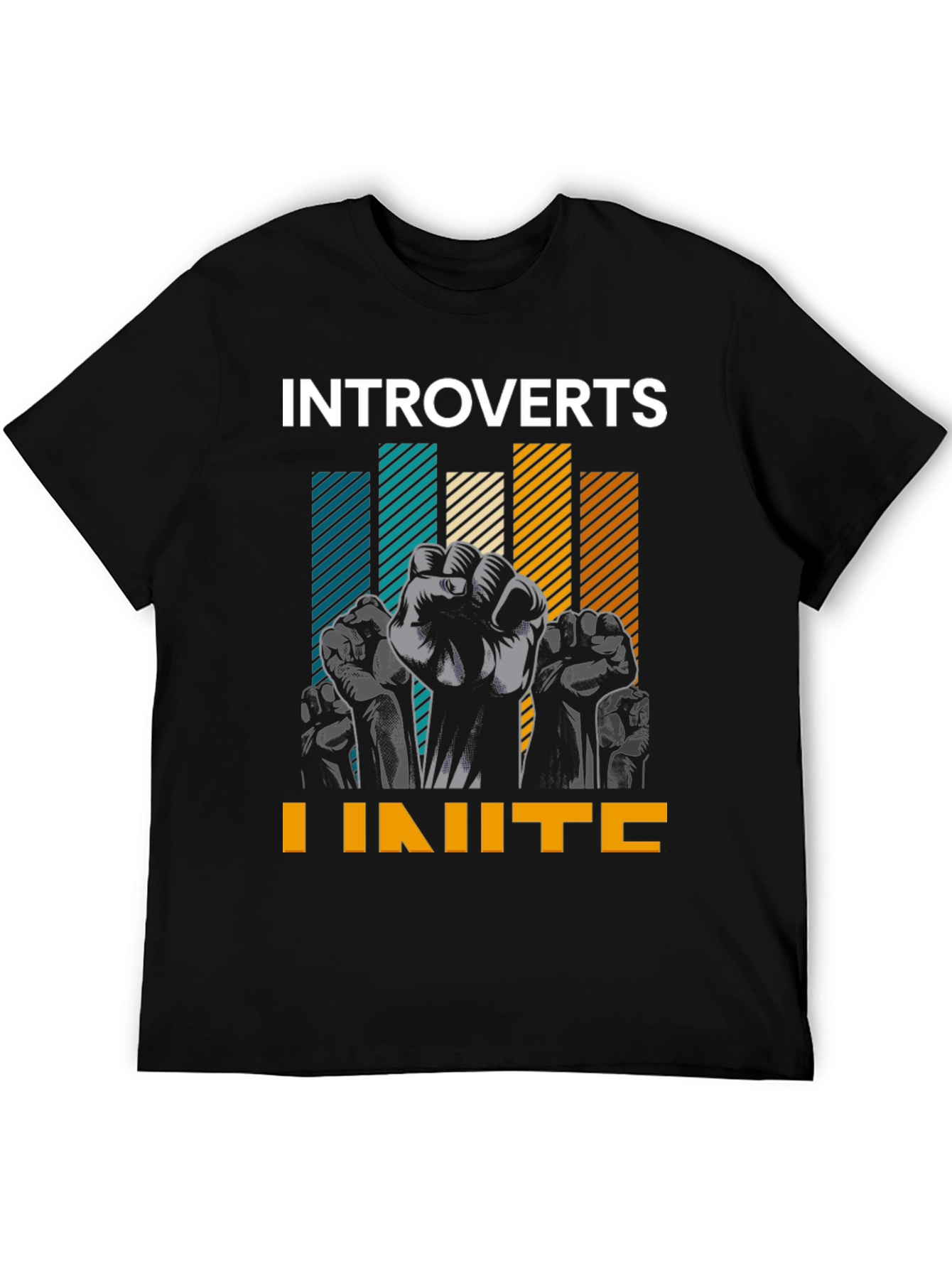 Black Introverts Unite Graphic Tee - Black Cotton T-Shirt view 5